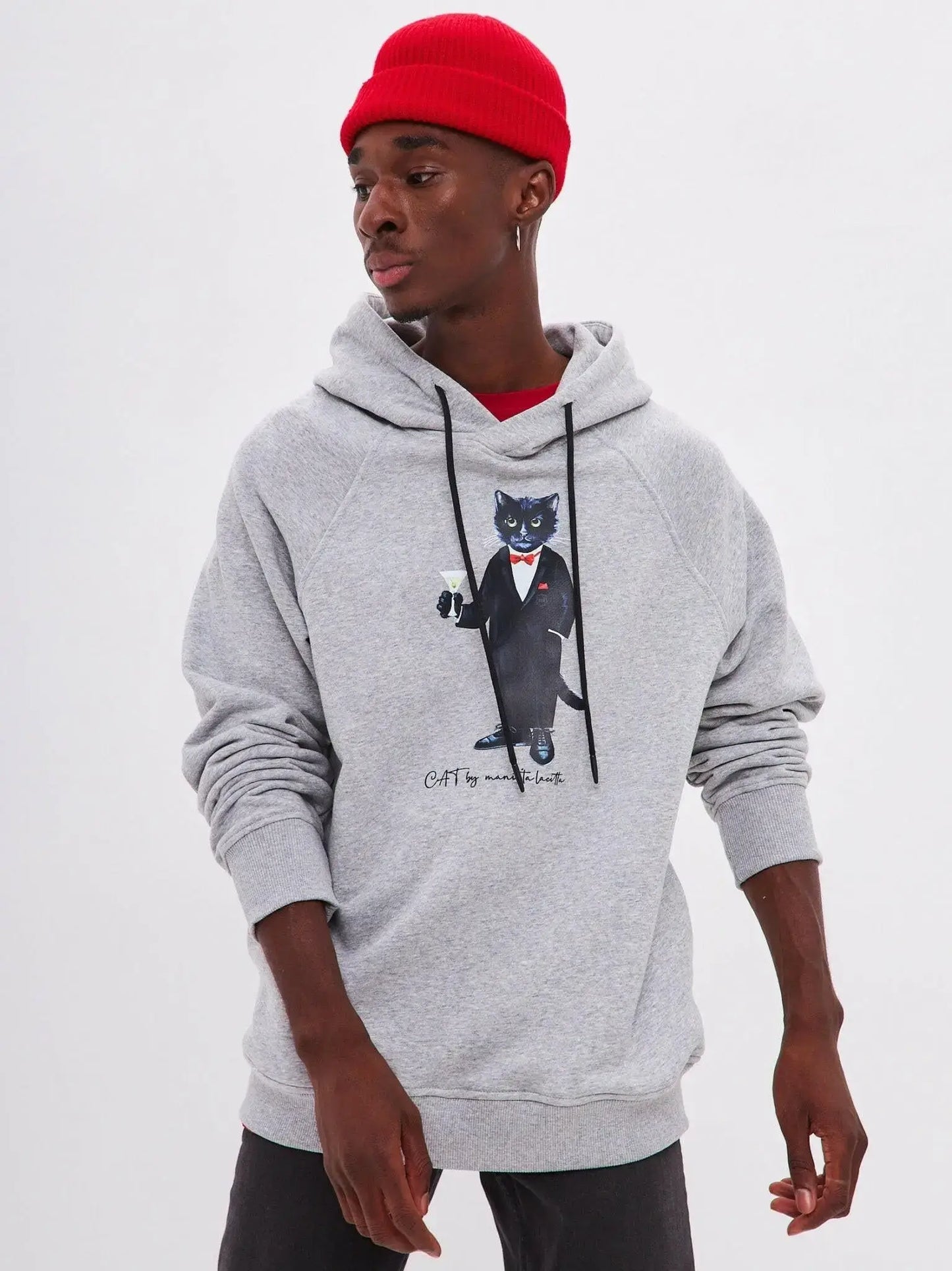 Grey Hoodie Dandy Cat | Hoodie & sweatshirt For Cat Lovers | Cat e