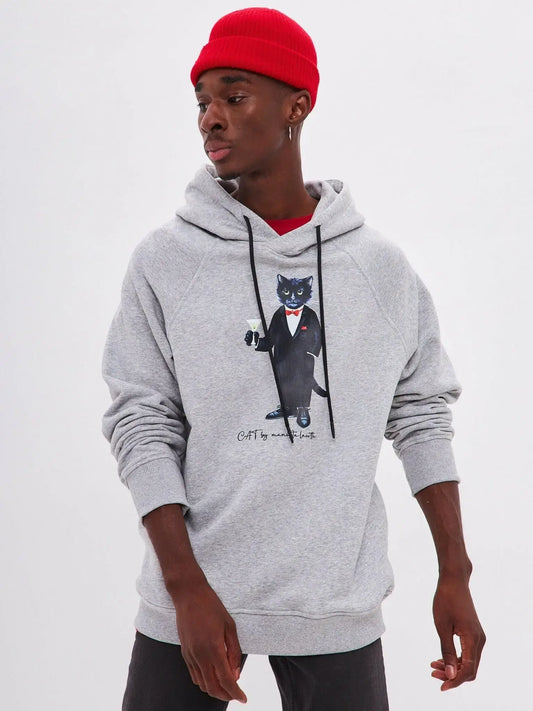 Grey Hoodie Dandy Cat | Hoodie & sweatshirt For Cat Lovers | Cat e