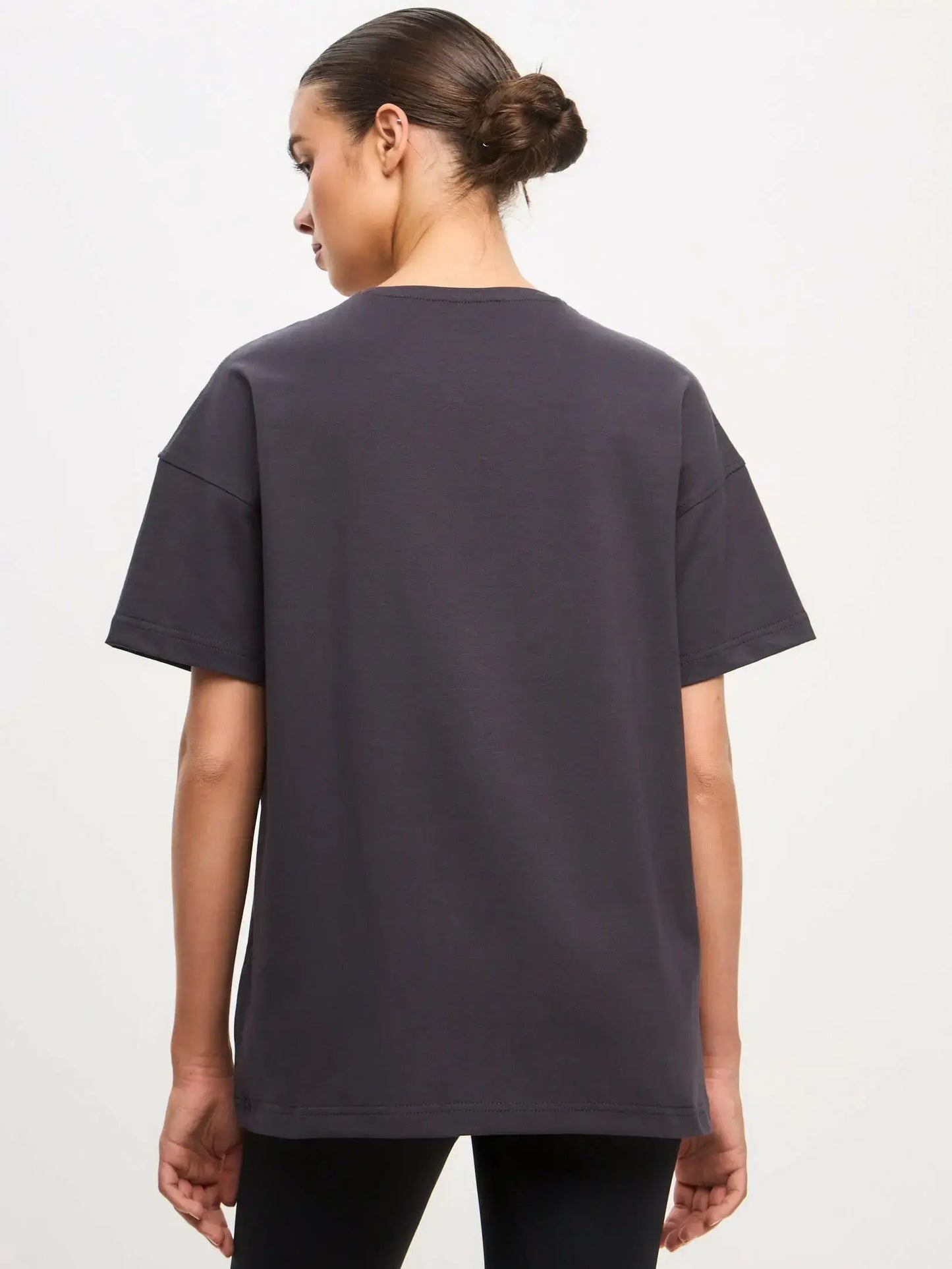 Grey Oversized T-shirt Minimalist Cat | T-shirt For Cat Lovers | Cat