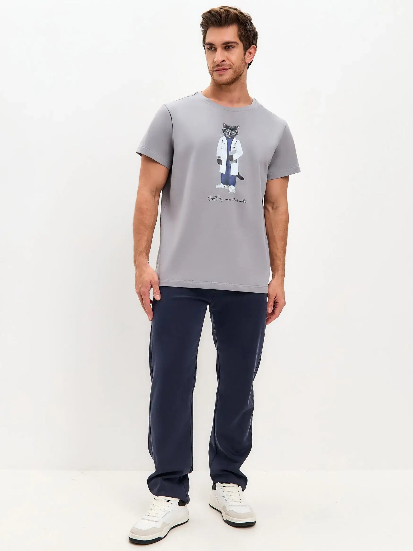 Grey T-shirt Doctor Cat | T-shirt For Cat Lovers | Cat e Lolette