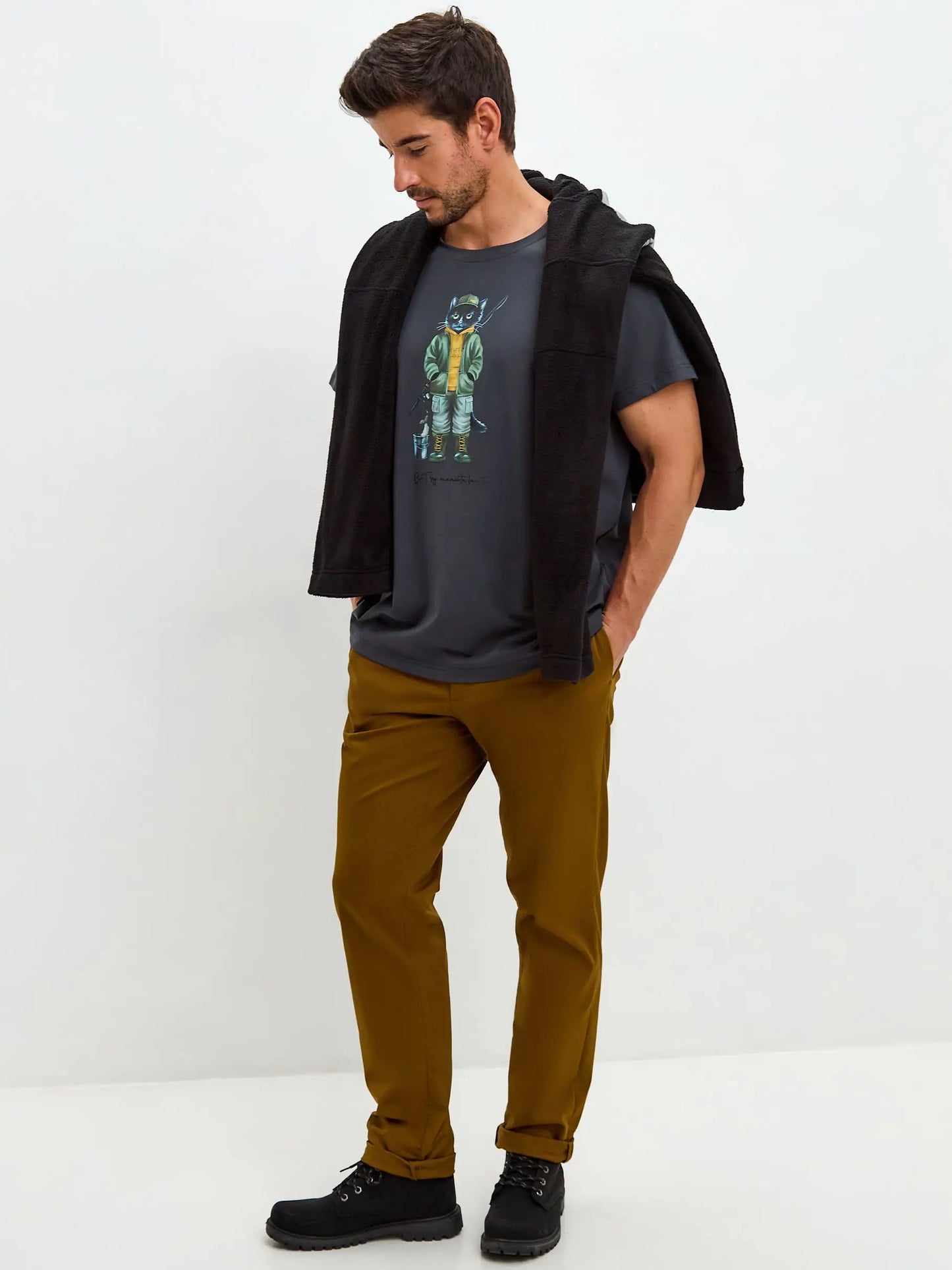 Grey T-shirt Fishman Cat | T-shirt For Cat Lovers | Cat e Lolette