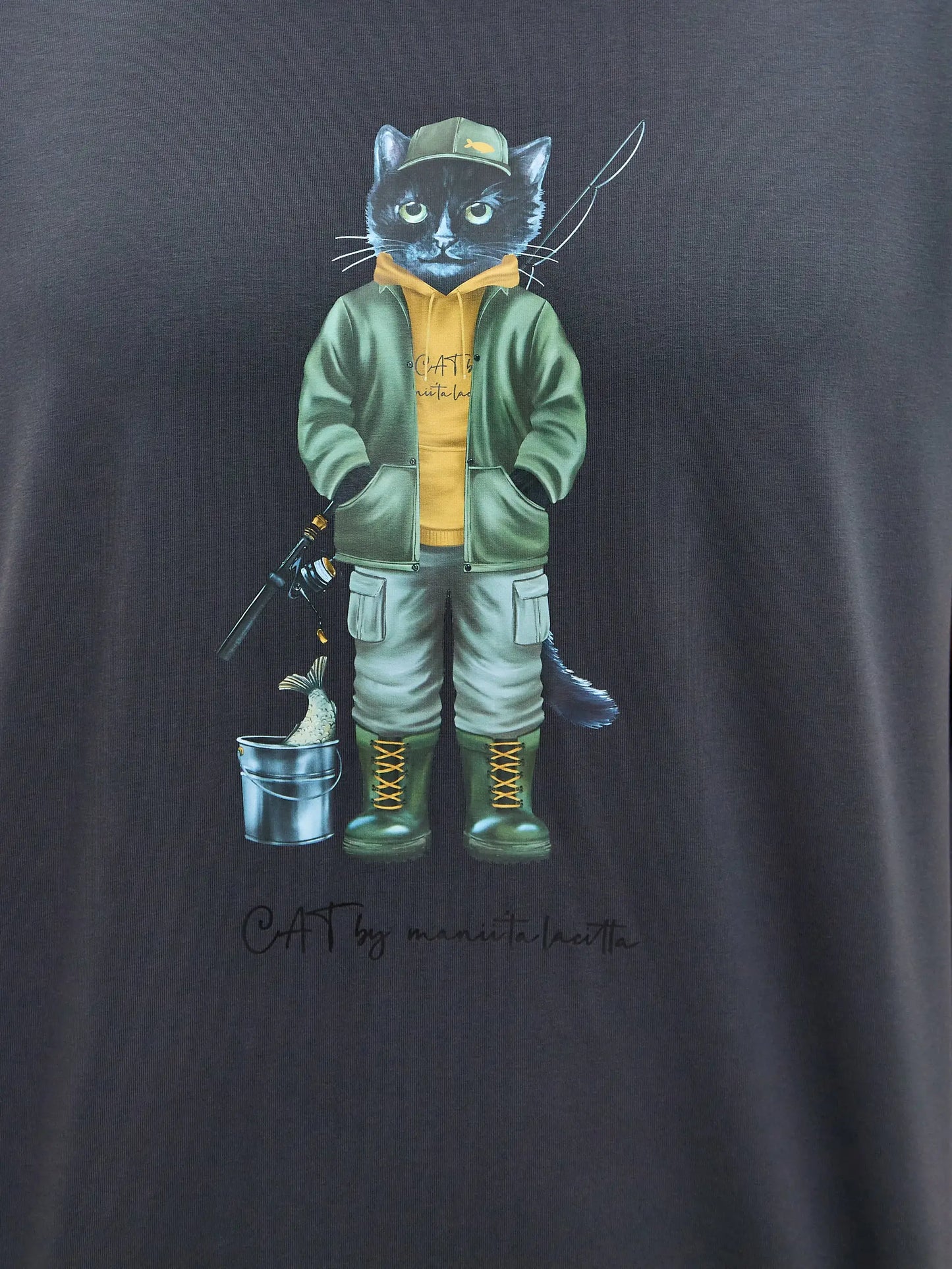 Grey T-shirt Fishman Cat | T-shirt For Cat Lovers | Cat e Lolette