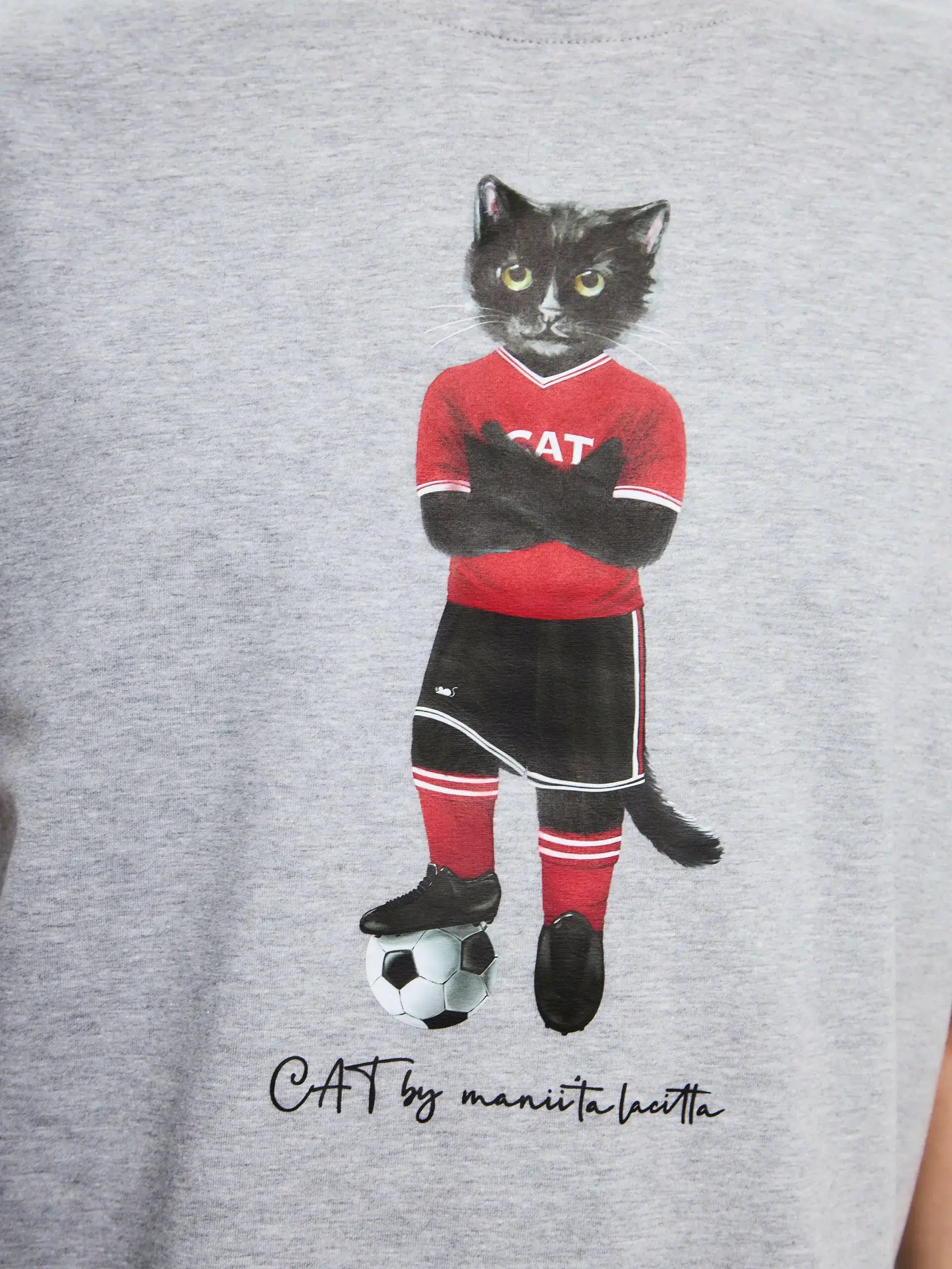 Grey T-shirt Football Cat | T-shirt For Cat Lovers | Cat e Lolette