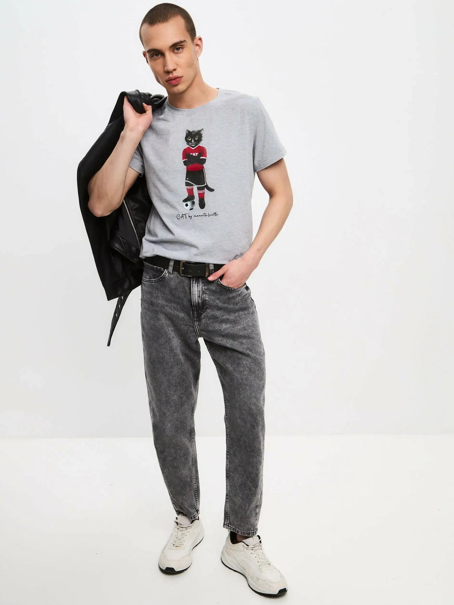Grey T-shirt Football Cat | T-shirt For Cat Lovers | Cat e Lolette