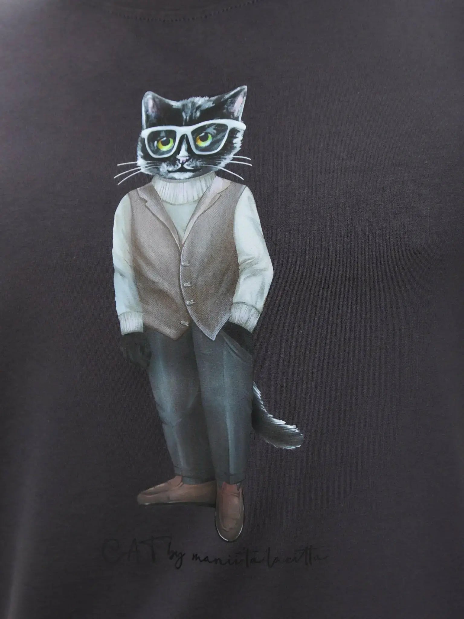 Grey T-shirt Minimalist Cat | T-shirt For Cat Lovers | Cat e Lolette