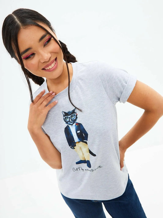 Grey T-shirt Regatta Cat | T-shirt For Cat Lovers | Cat e Lolette