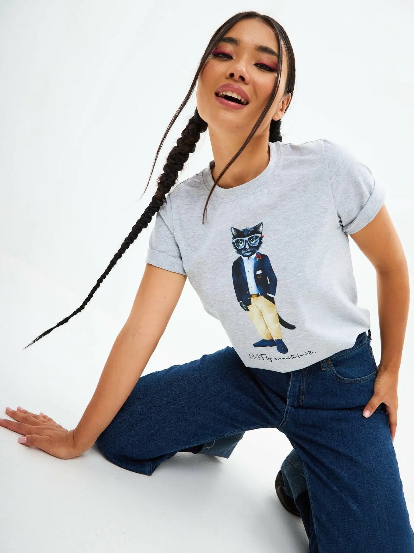 Grey T-shirt Regatta Cat | T-shirt For Cat Lovers | Cat e Lolette