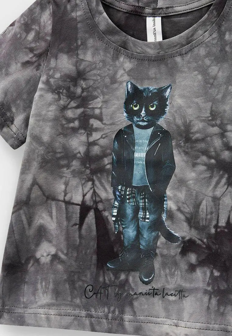 Grey T-shirt Rocker Cat | T-shirt For Cat Lovers | Cat e Lolette