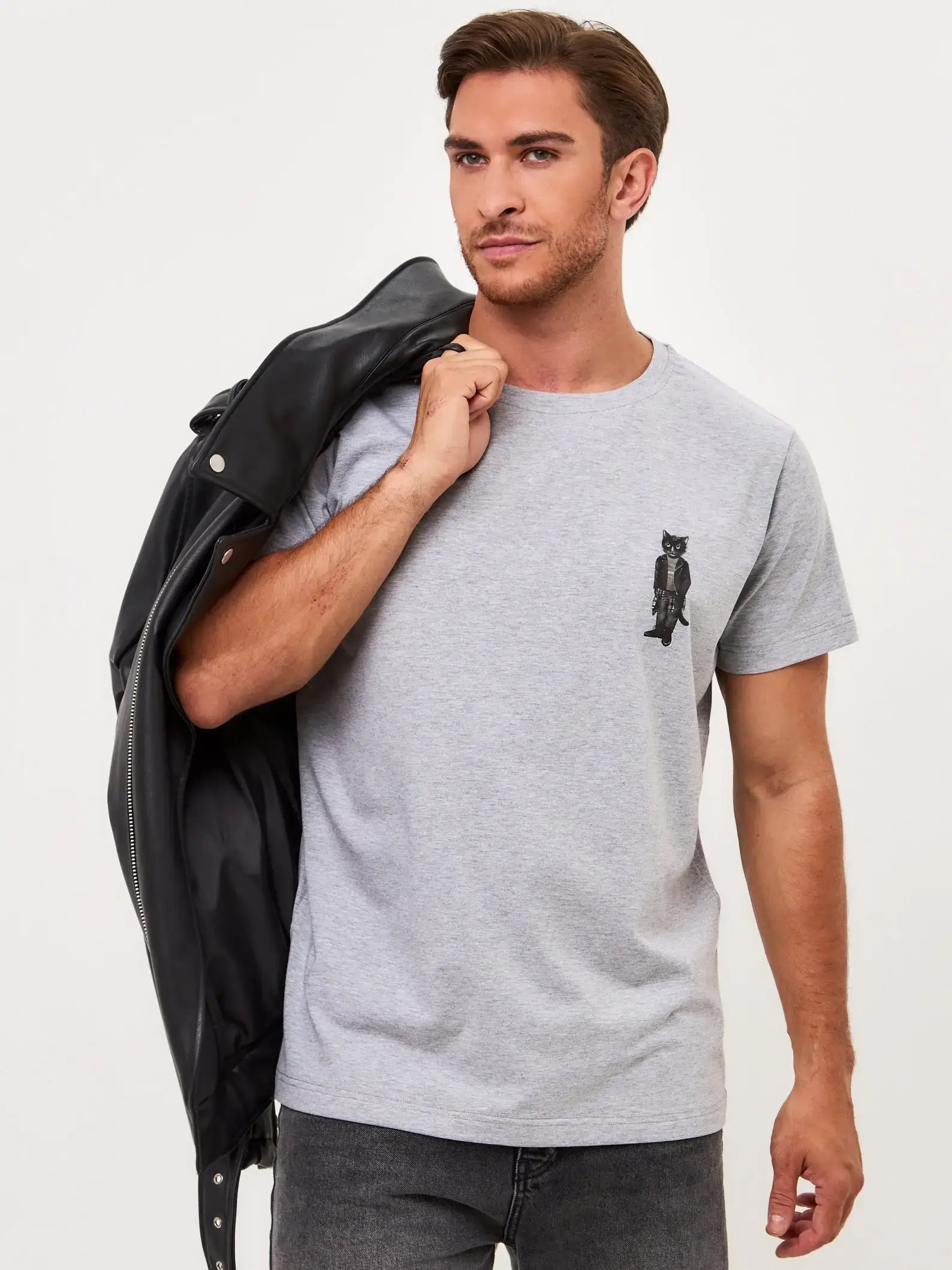 Grey T-shirt Rocker Cat | T-shirt For Cat Lovers | Cat e Lolette