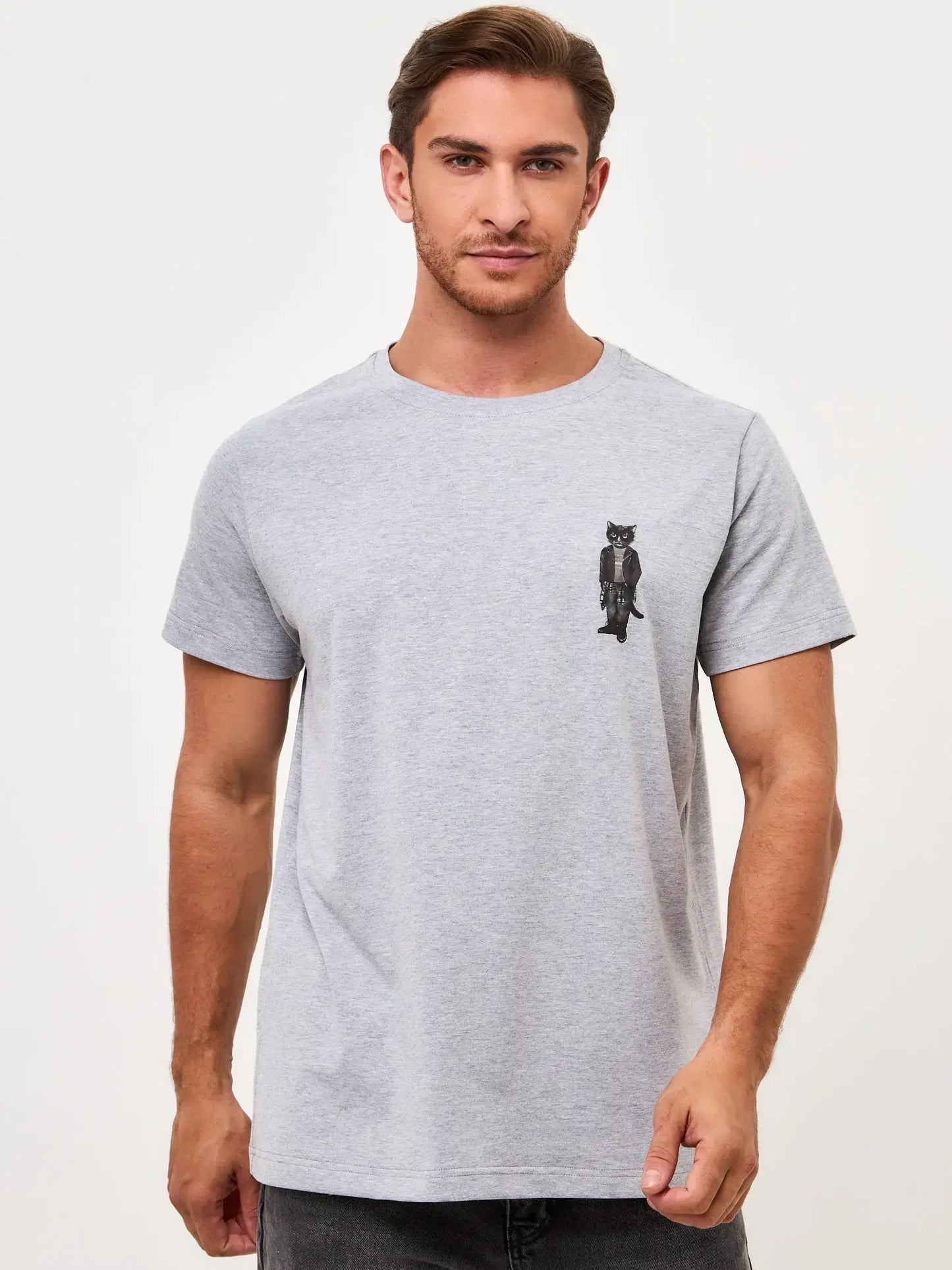 Grey T-shirt Rocker Cat | T-shirt For Cat Lovers | Cat e Lolette