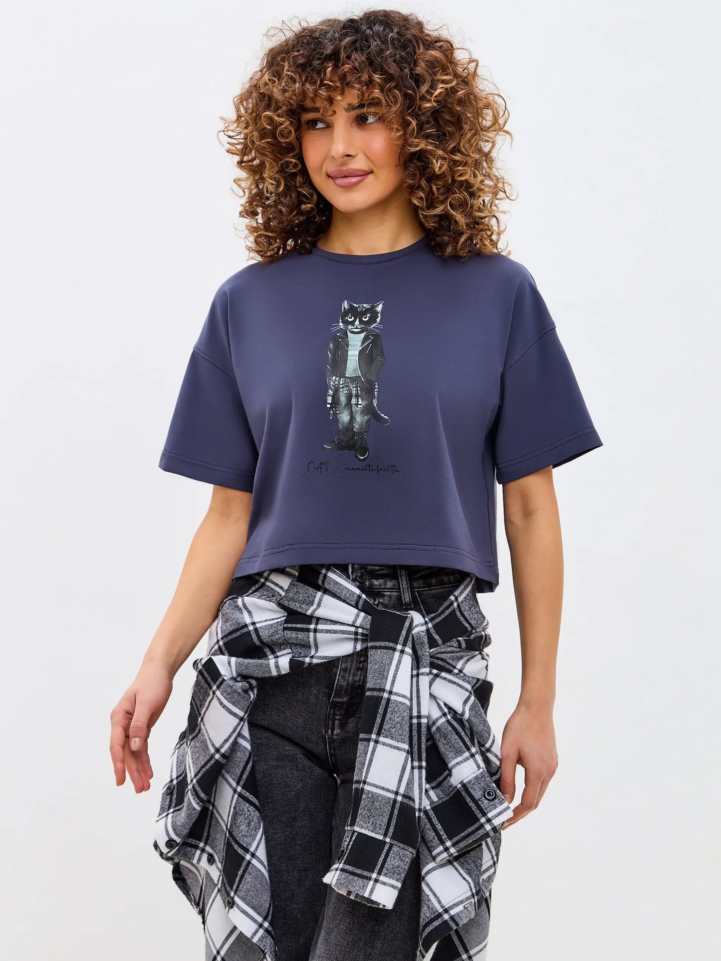 Grey T-shirt Rocker Cat | T-shirt For Cat Lovers | Cat e Lolette
