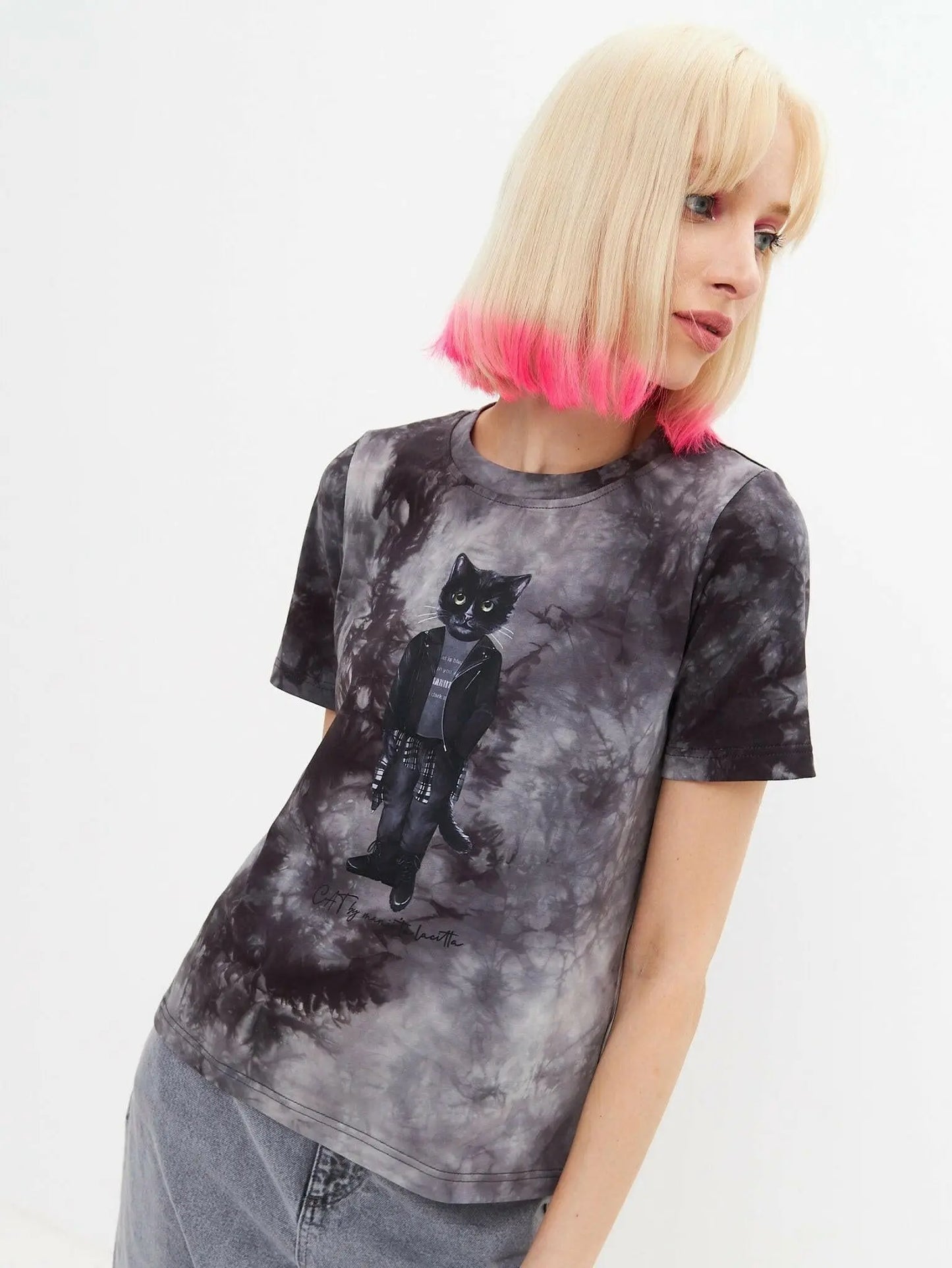 Grey T-shirt Rocker Cat | T-shirt For Cat Lovers | Cat e Lolette