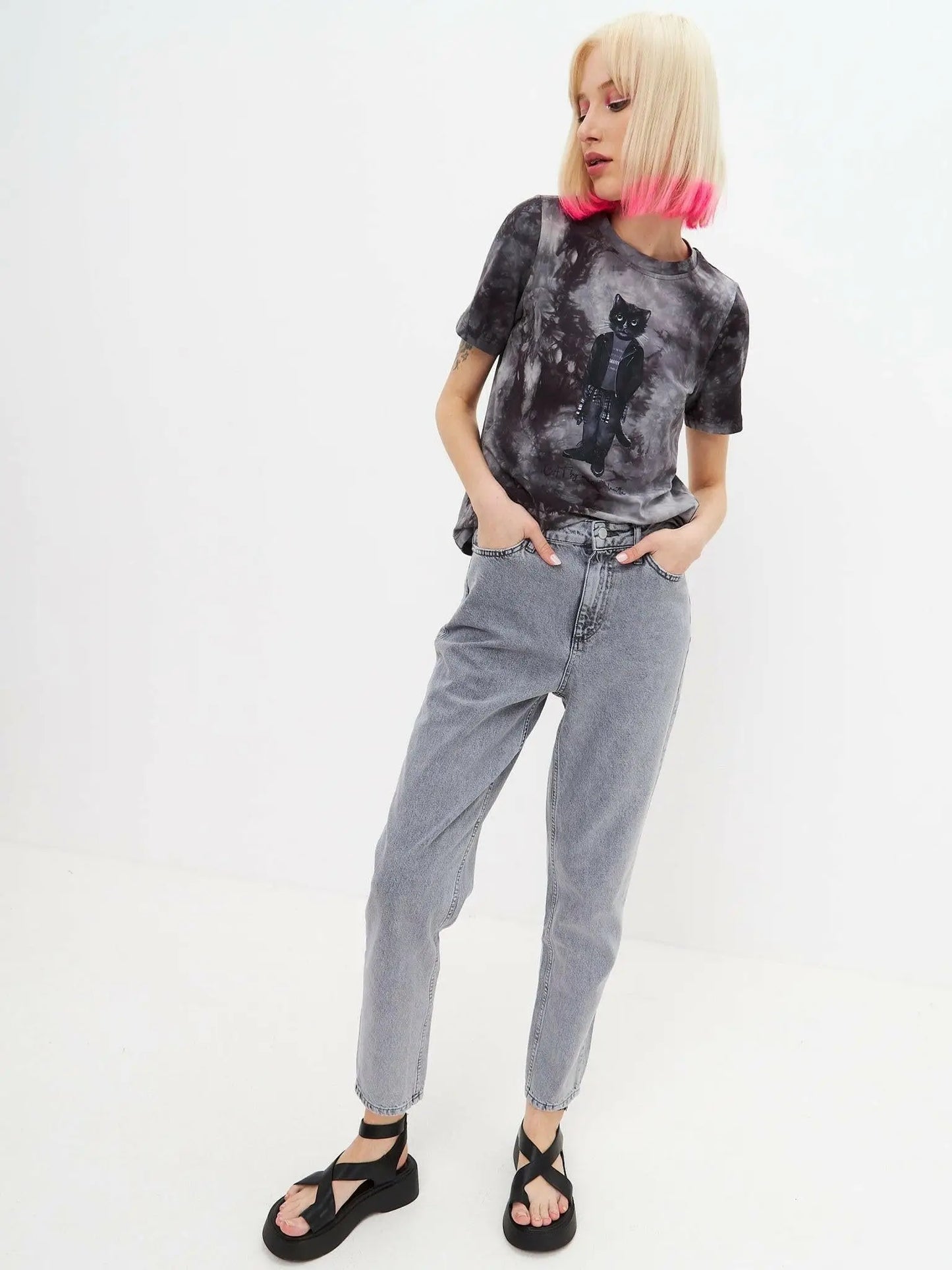 Grey T-shirt Rocker Cat | T-shirt For Cat Lovers | Cat e Lolette