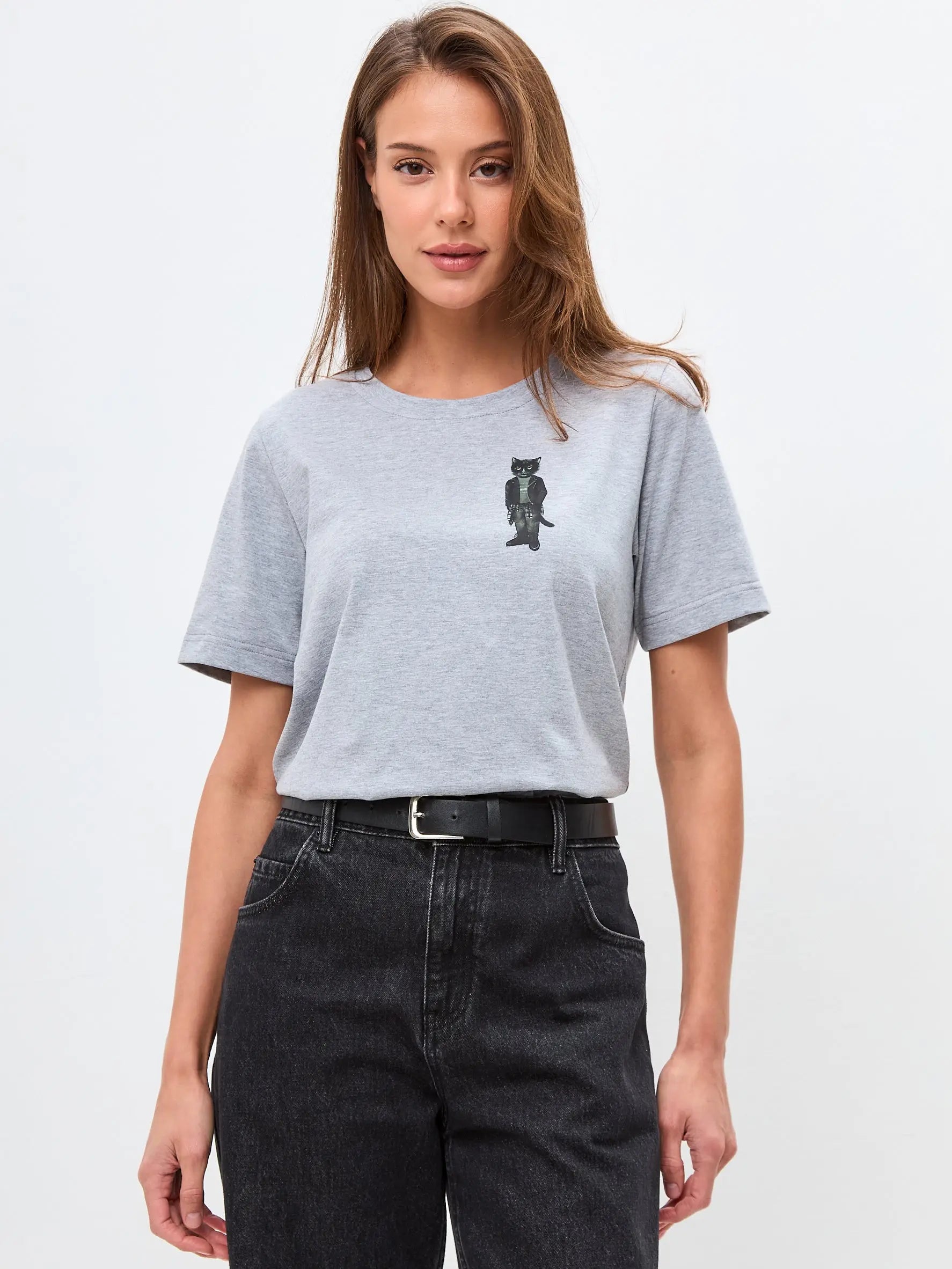 Grey T-shirt Rocker Cat | T-shirt For Cat Lovers | Cat e Lolette