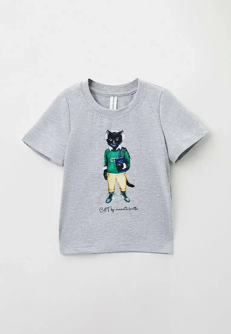 Grey T-shirt School Cat | T-shirt For Cat Lovers | Cat e Lolette