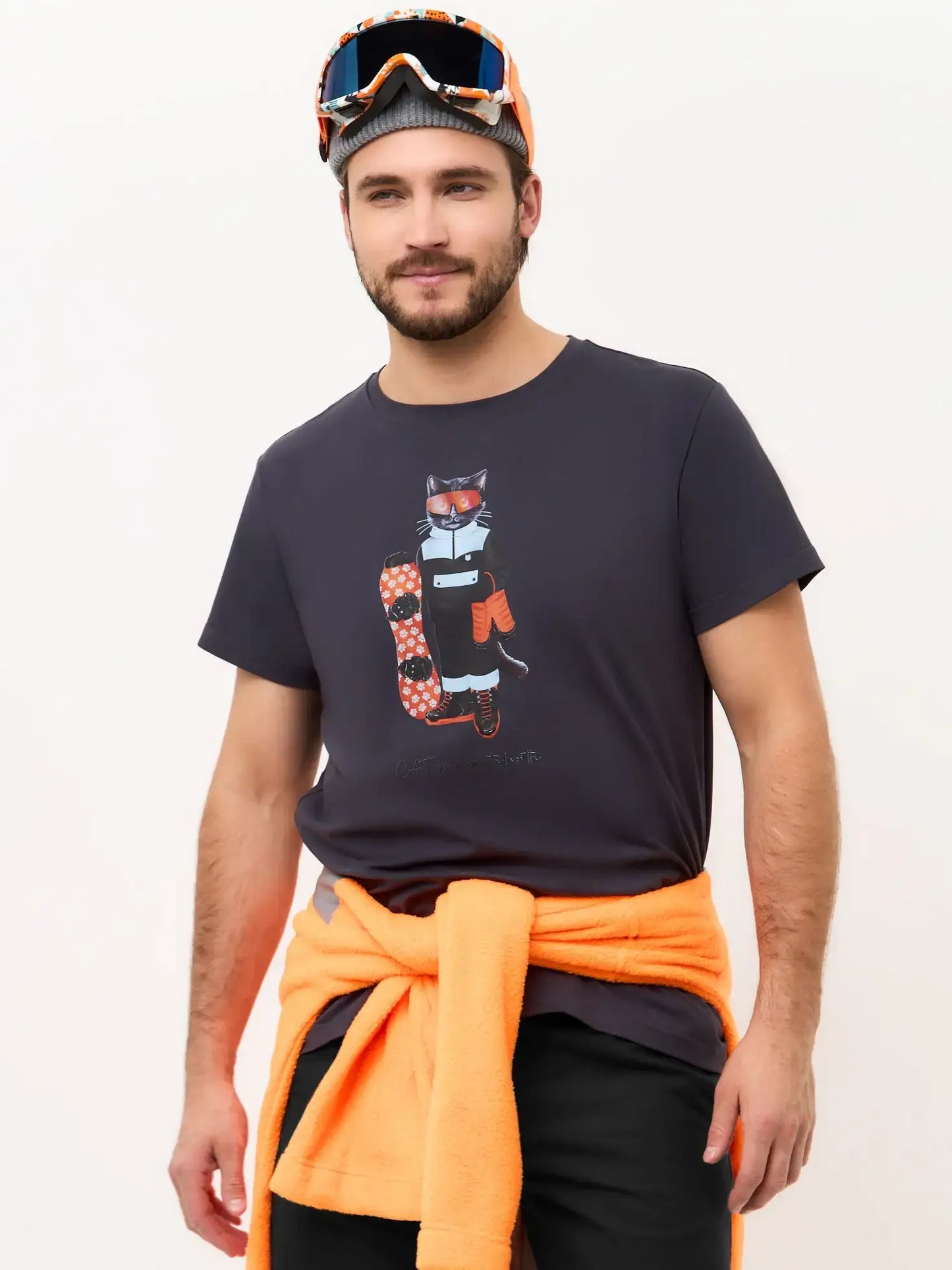 Grey T-shirt Snowboard Cat | T-shirt For Cat Lovers | Cat e Lolette