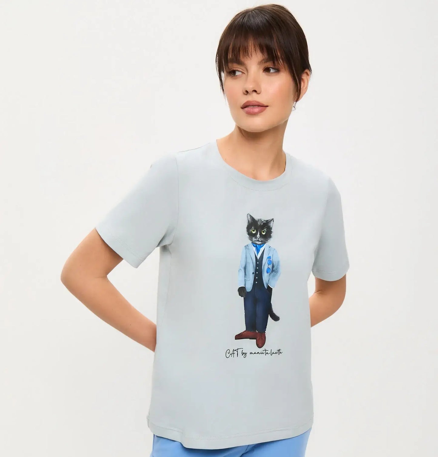 Grey T-shirt Suit Cat | T-shirt For Cat Lovers | Cat e Lolette