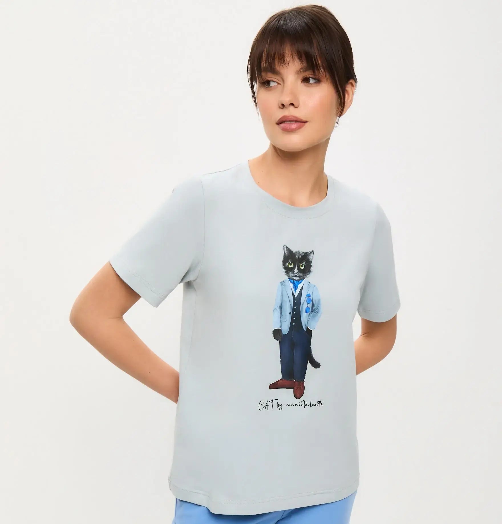 Grey T-shirt Suit Cat | T-shirt For Cat Lovers | Cat e Lolette