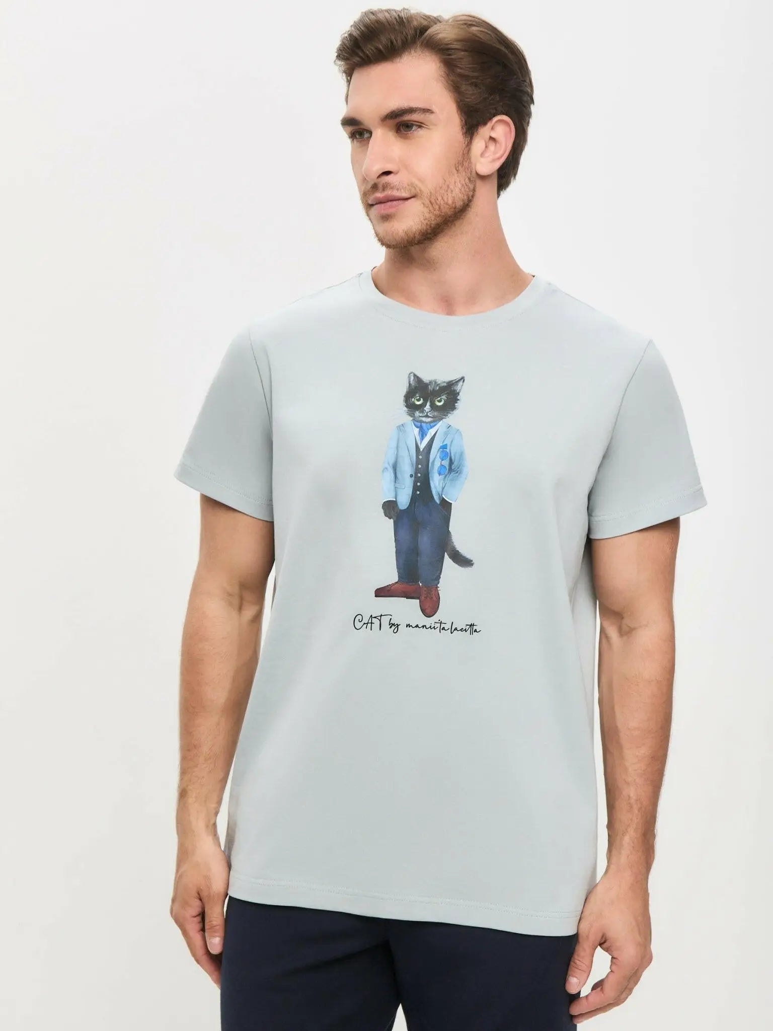Grey T-shirt Suit Cat | T-shirt For Cat Lovers | Cat e Lolette