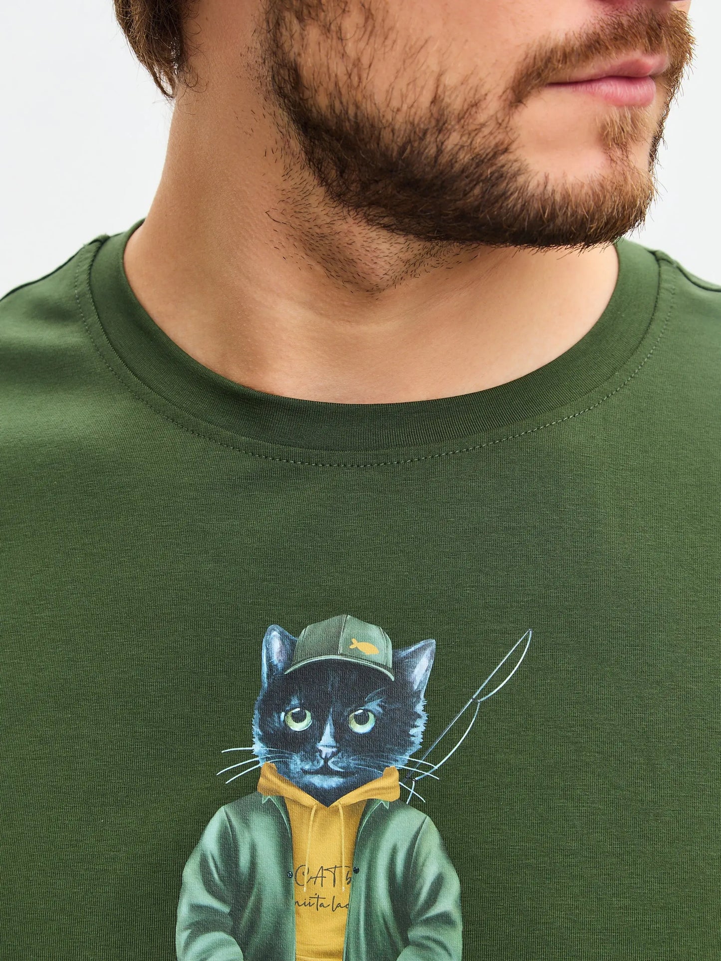 Khaki T-shirt Fishman Cat | T-shirt For Cat Lovers | Cat e Lolette