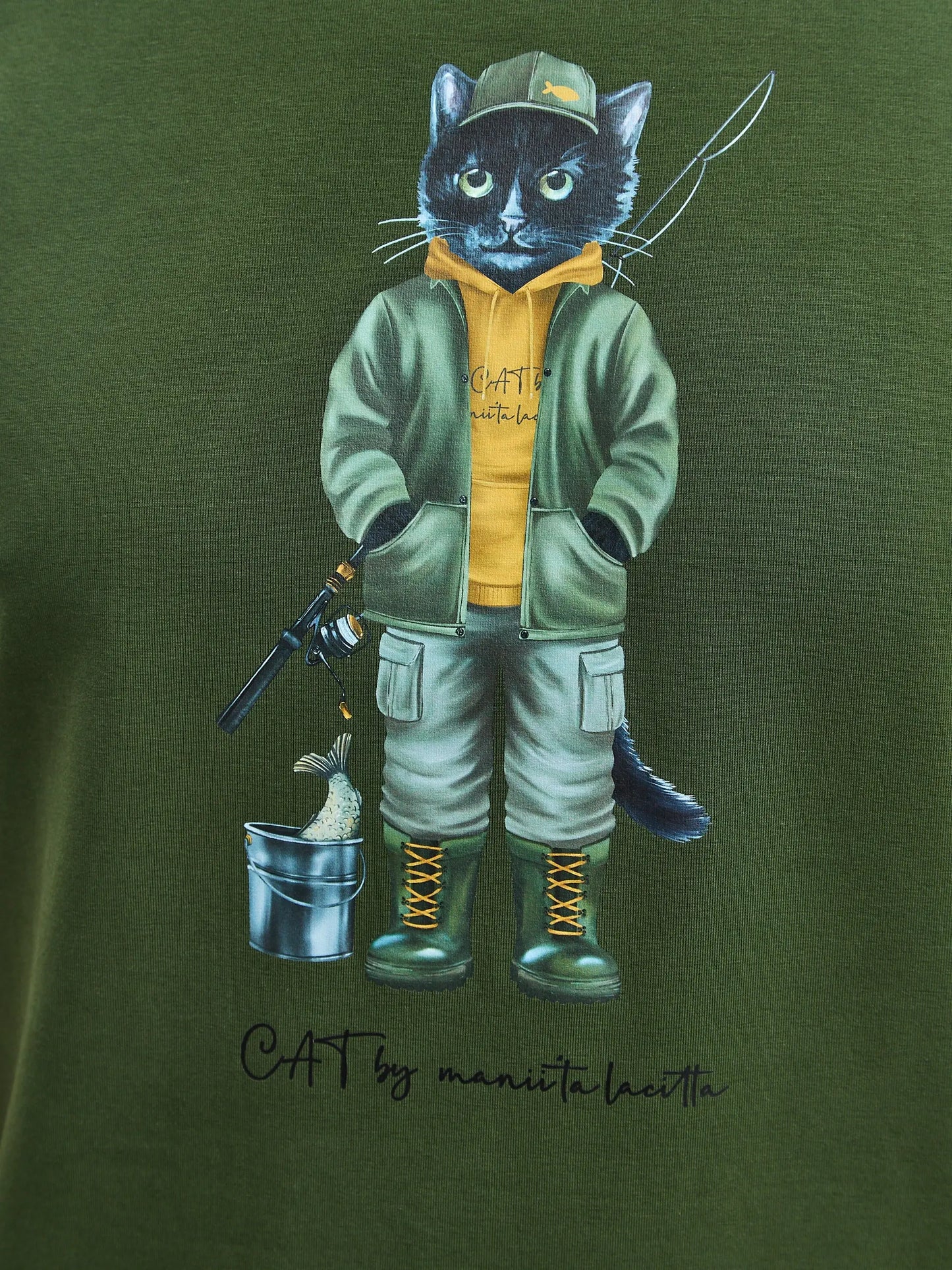 Khaki T-shirt Fishman Cat | T-shirt For Cat Lovers | Cat e Lolette
