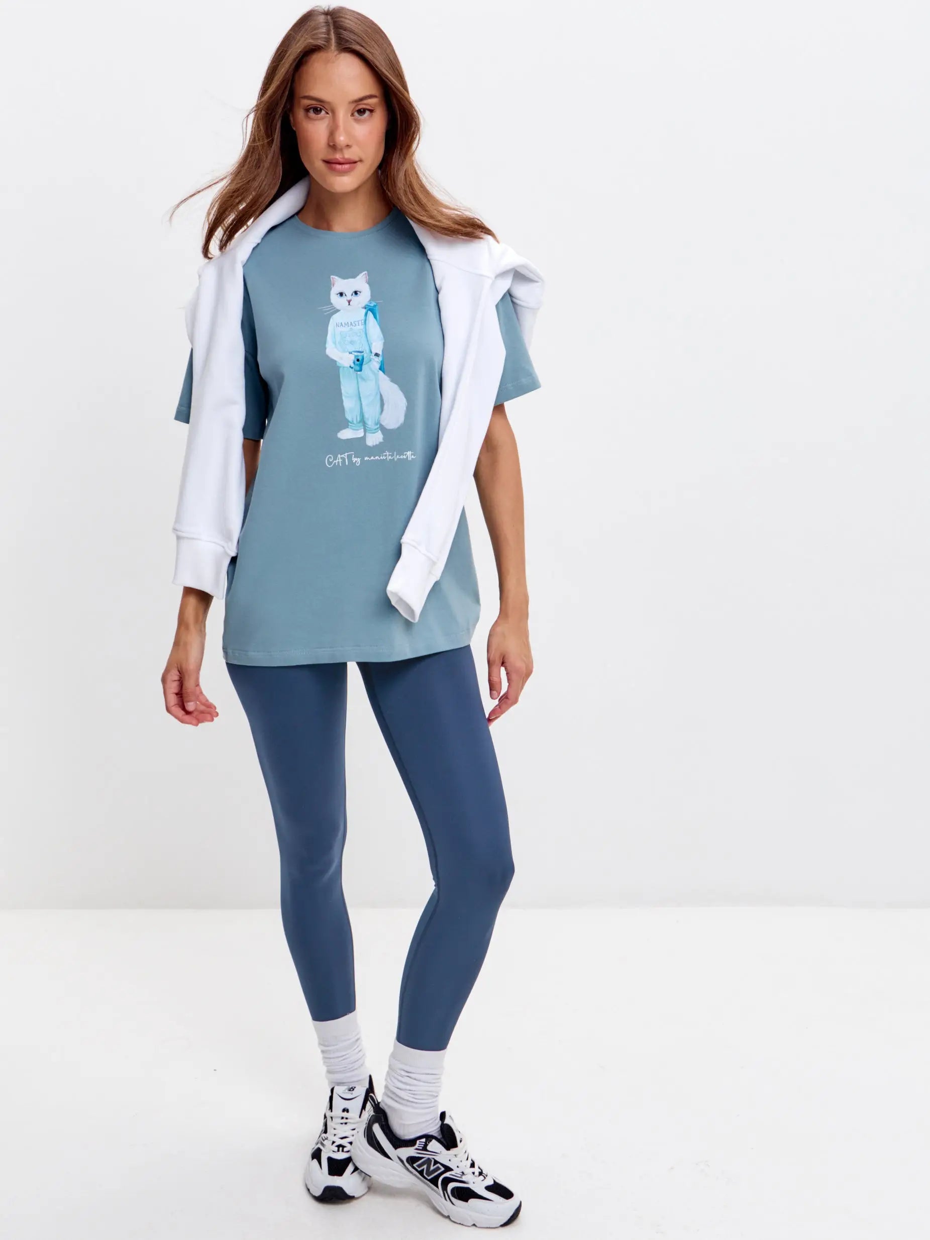 Light Blue T-shirt Yoga Cat | T-shirt For Cat Lovers | Cat e Lolette