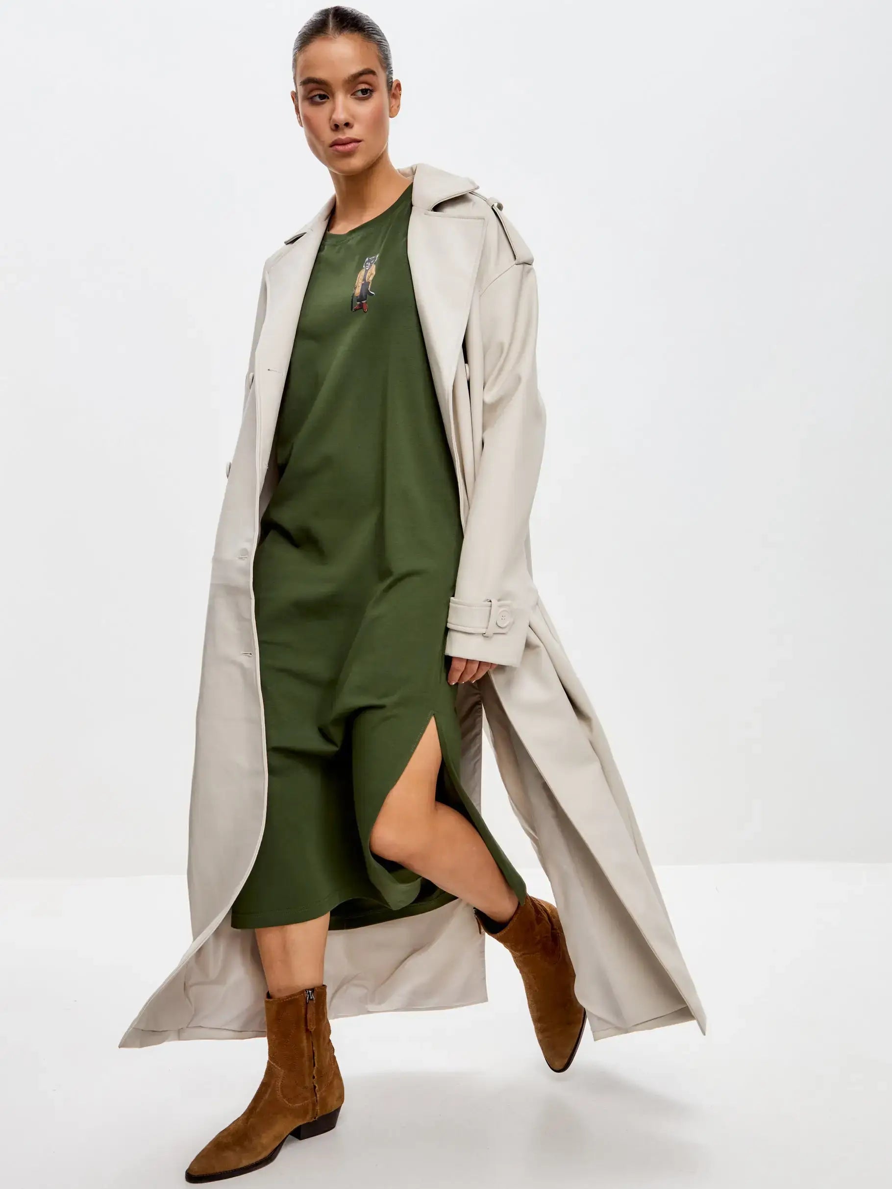 Olive Dress Trench Coat Cat | Dress For Cat Lovers | Cat e Lolette