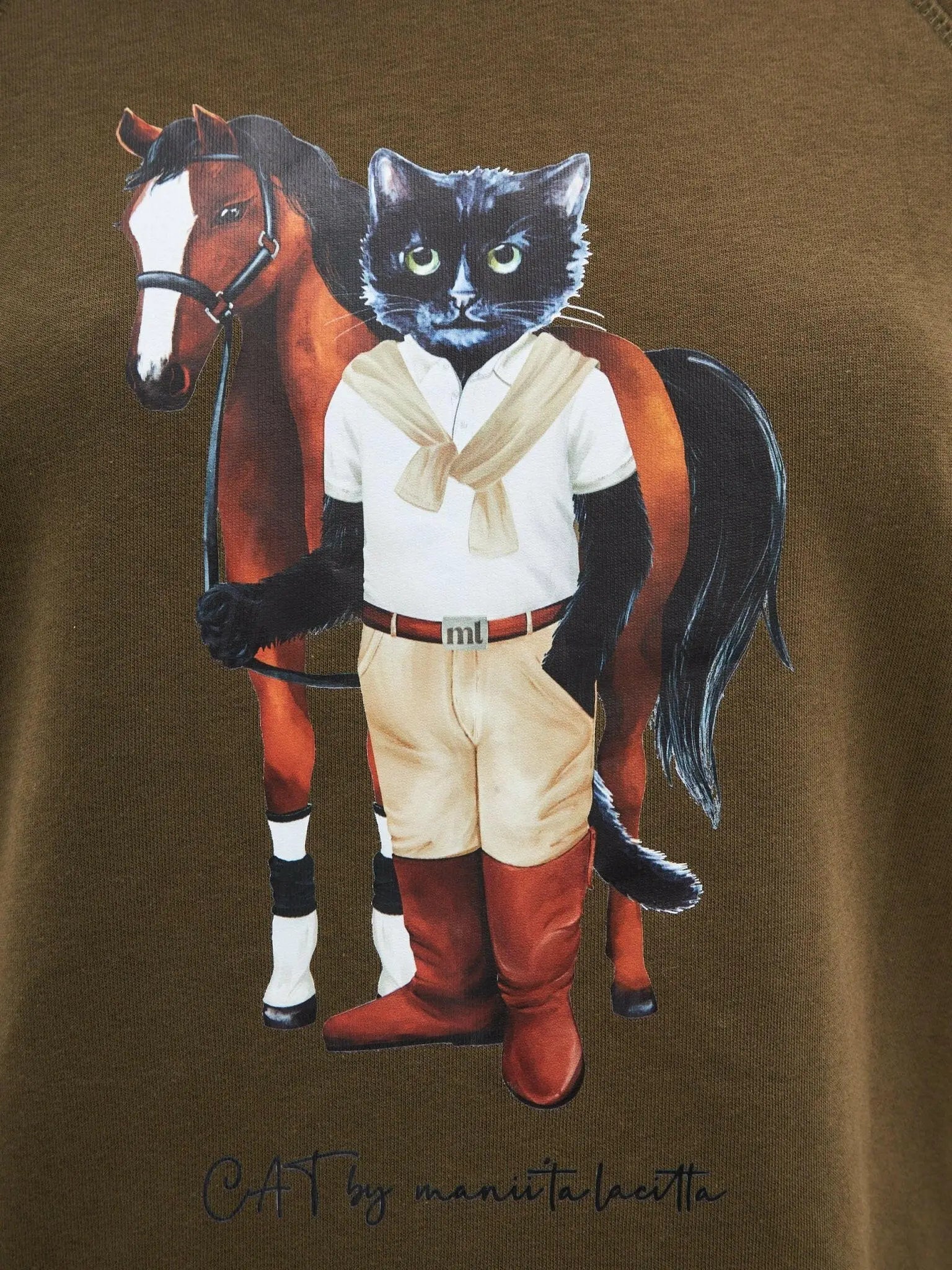 Olive Hoodie Rider Cat | Hoodie & sweatshirt For Cat Lovers | Cat e