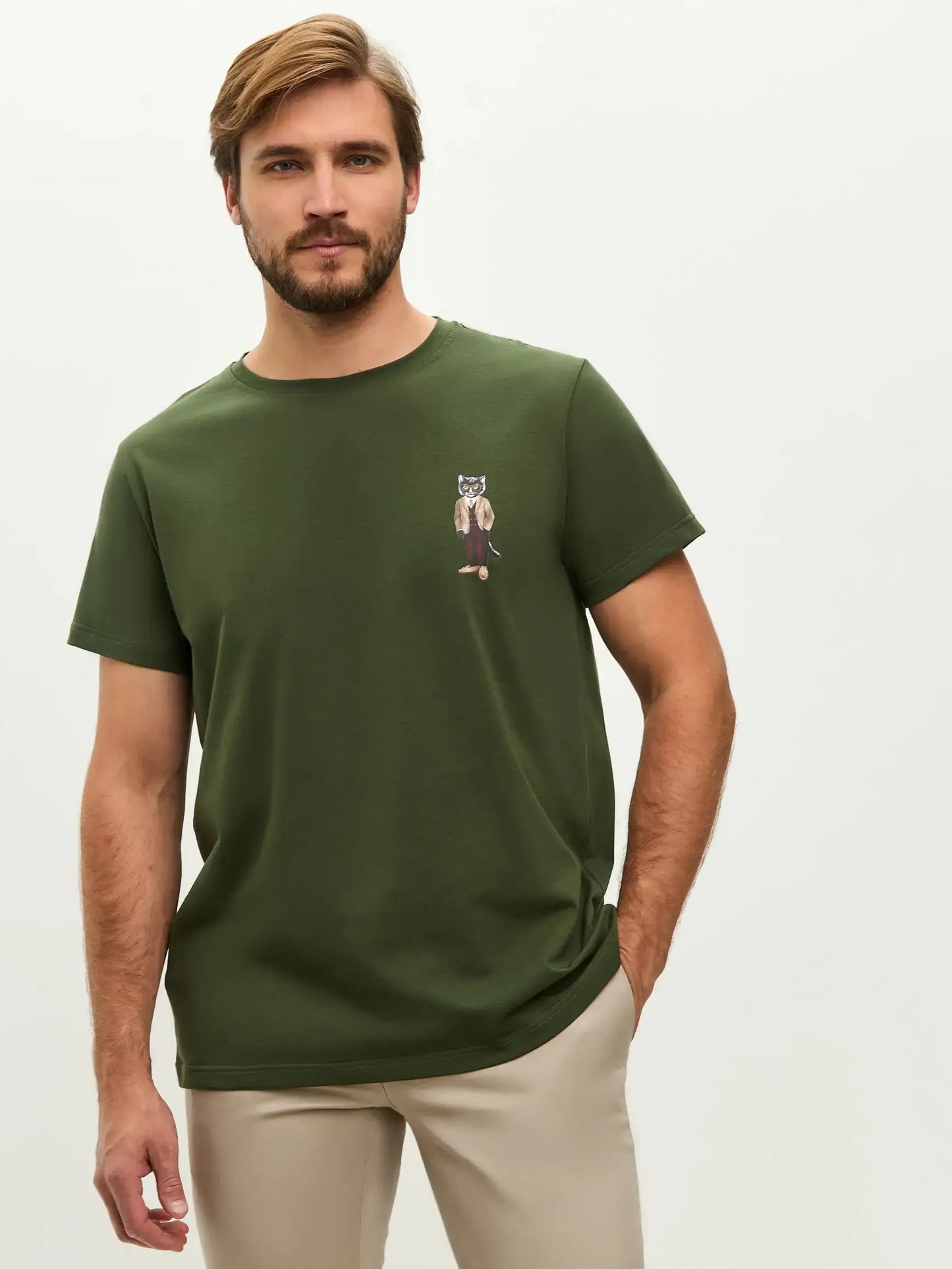 Olive T-shirt Professor Cat | T-shirt For Cat Lovers | Cat e Lolette