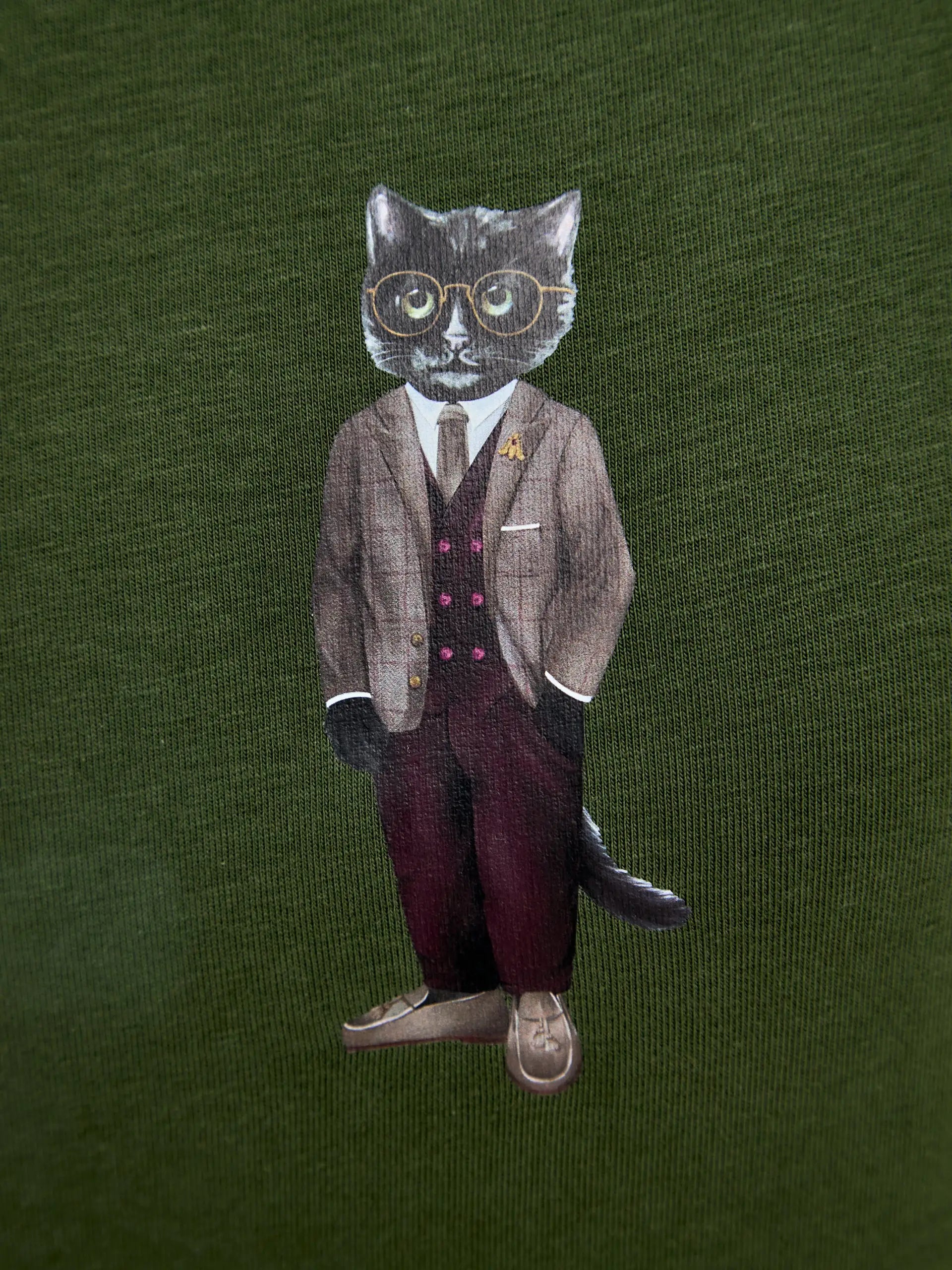 Olive T-shirt Professor Cat | T-shirt For Cat Lovers | Cat e Lolette