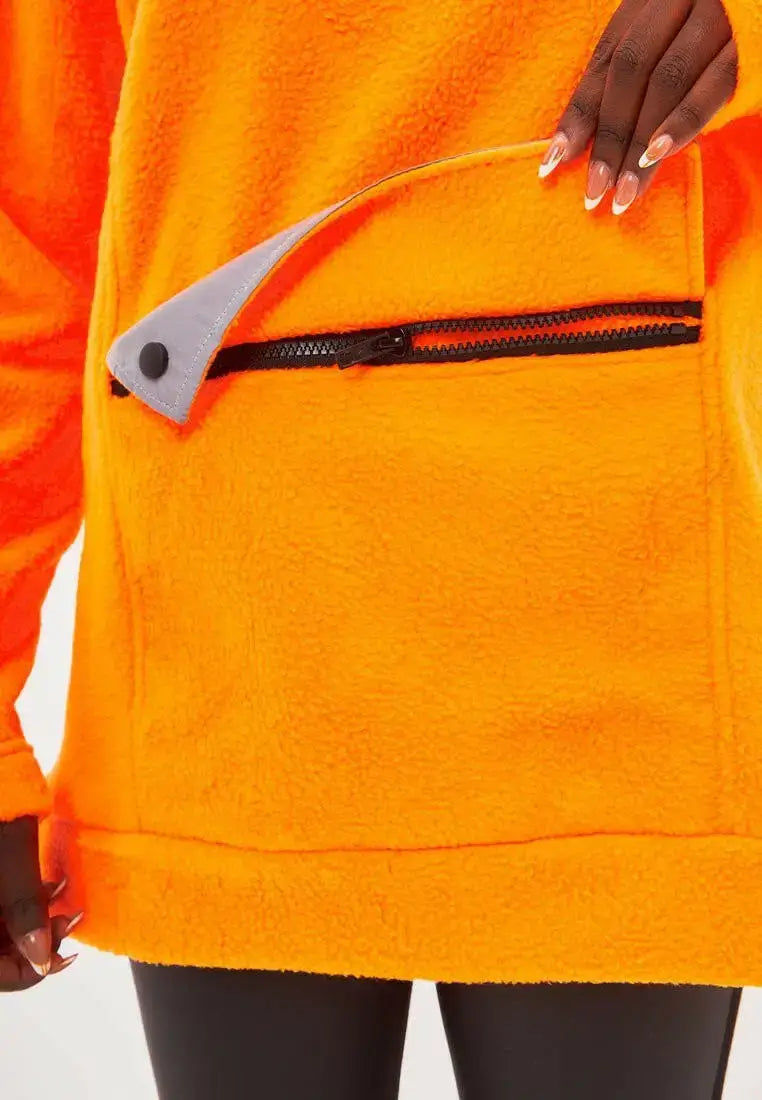 Orange Fleece Hoodie | Fleece (recycled) For Cat Lovers | Cat e