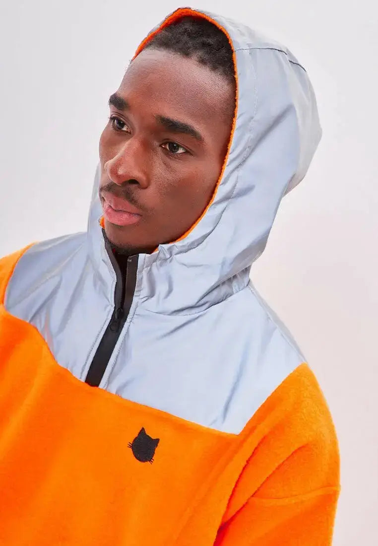 Orange Fleece Hoodie | Fleece (recycled) For Cat Lovers | Cat e