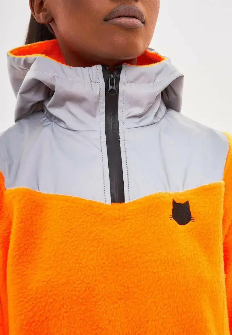 Orange Fleece Hoodie | Fleece (recycled) For Cat Lovers | Cat e