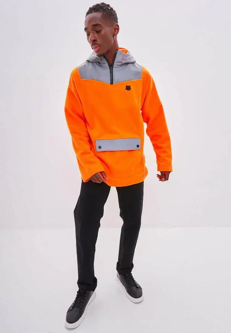Orange Fleece Hoodie | Fleece (recycled) For Cat Lovers | Cat e