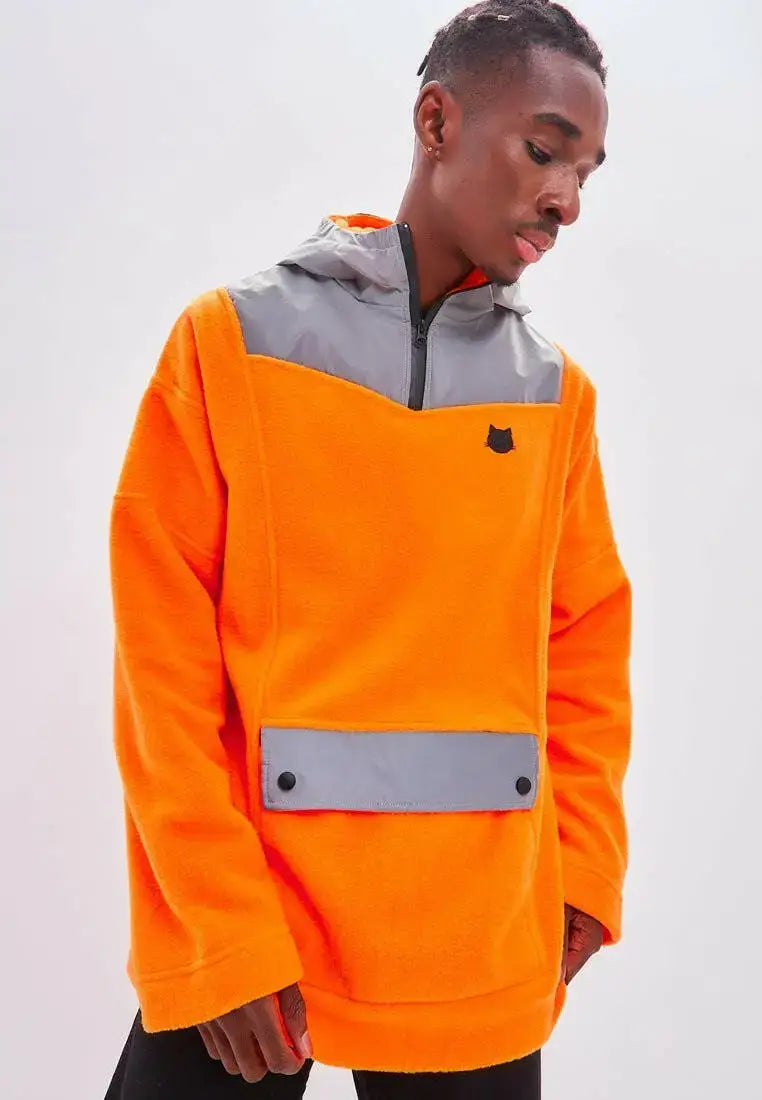 Orange Fleece Hoodie | Fleece (recycled) For Cat Lovers | Cat e