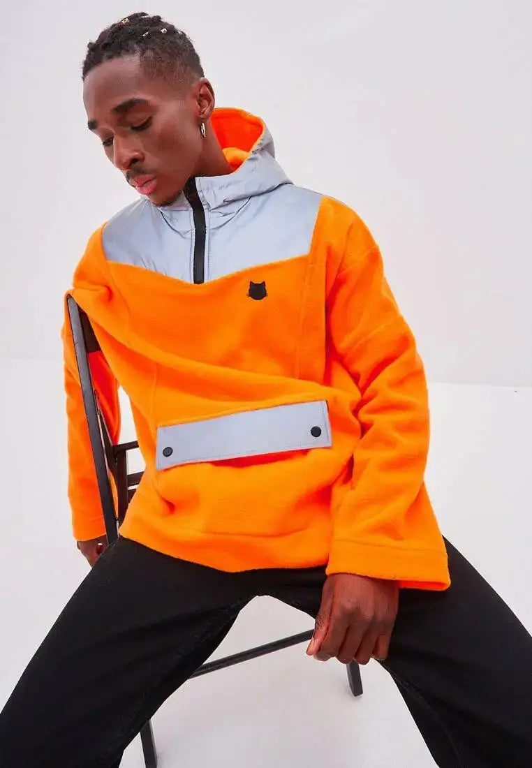 Orange Fleece Hoodie | Fleece (recycled) For Cat Lovers | Cat e