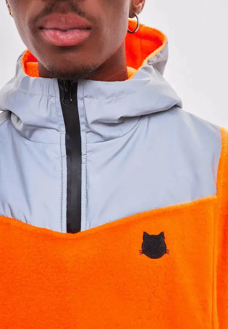 Orange Fleece Hoodie | Fleece (recycled) For Cat Lovers | Cat e