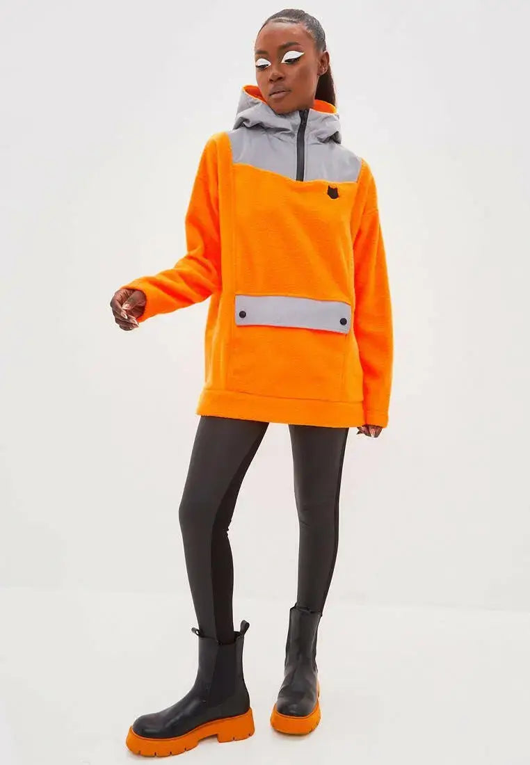 Orange Fleece Hoodie | Fleece (recycled) For Cat Lovers | Cat e