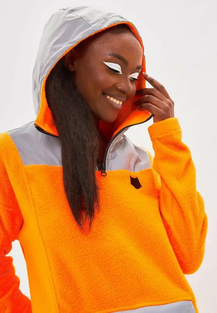 Orange Fleece Hoodie | Fleece (recycled) For Cat Lovers | Cat e