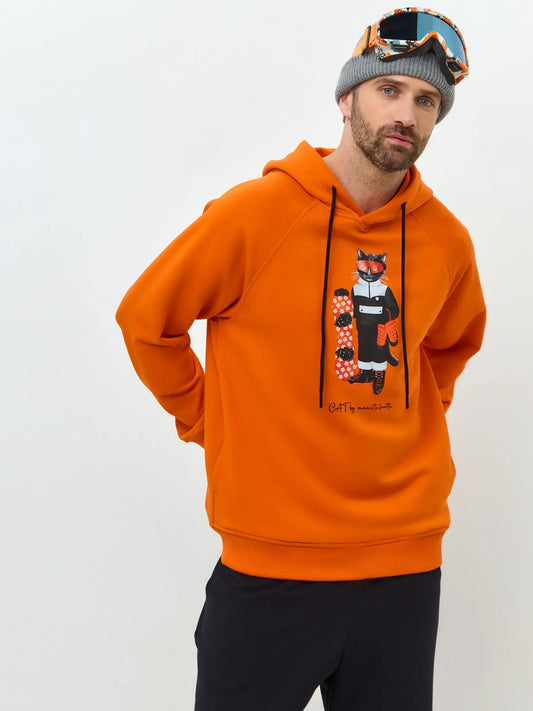 Orange Hoodie Snowboard Cat | Hoodie & sweatshirt For Cat Lovers