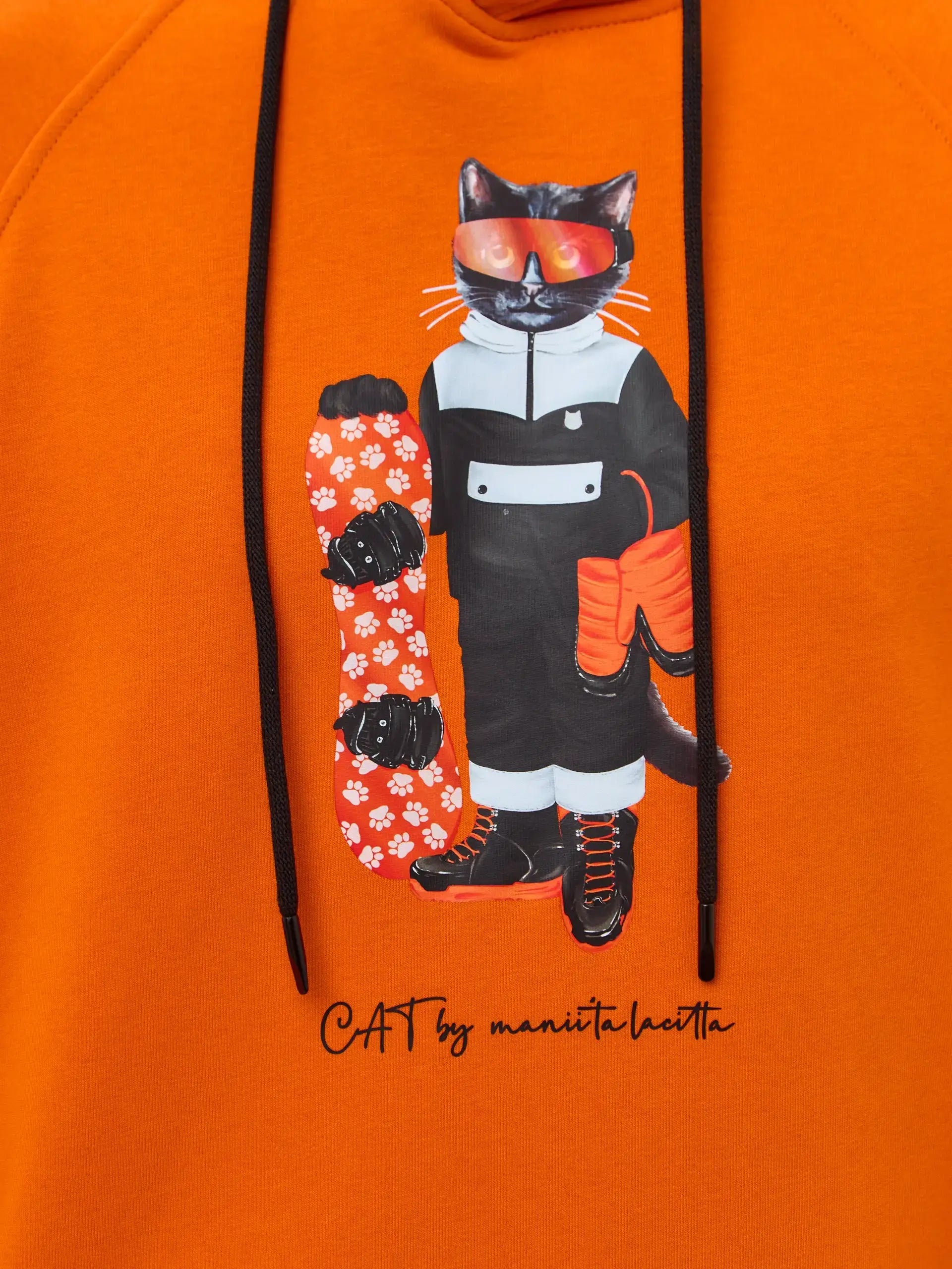 Orange Hoodie Snowboard Cat | Hoodie & sweatshirt For Cat Lovers