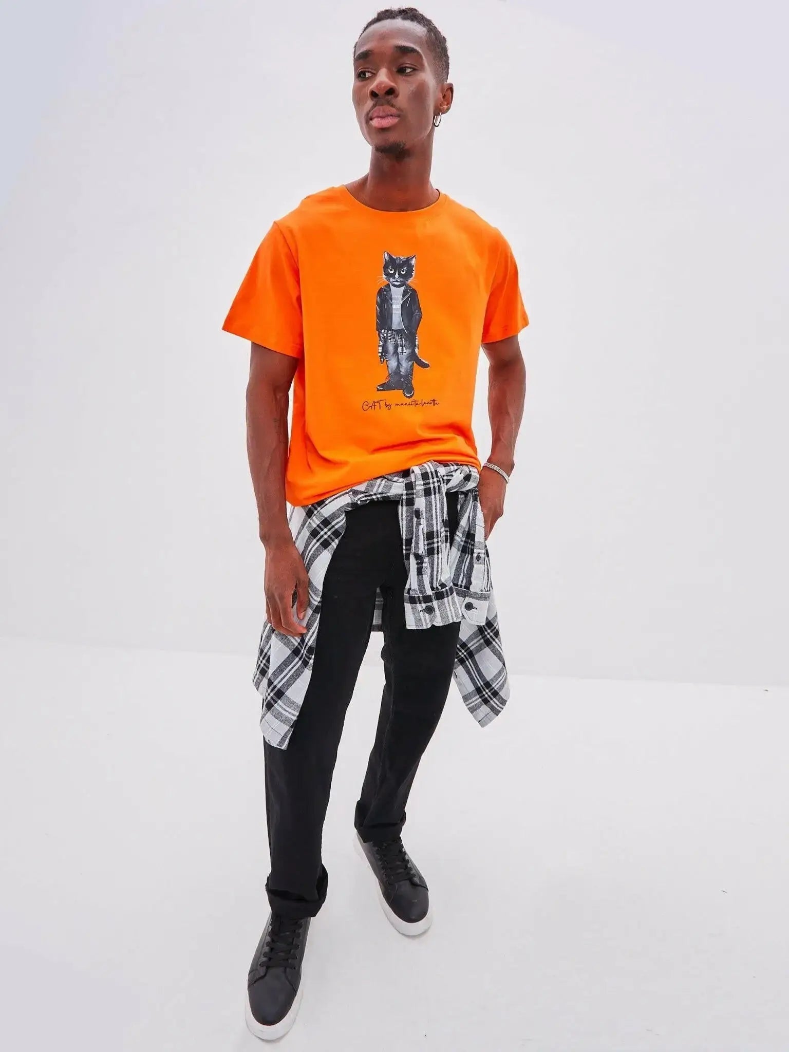 Orange T-shirt Rocker Cat | T-shirt For Cat Lovers | Cat e Lolette
