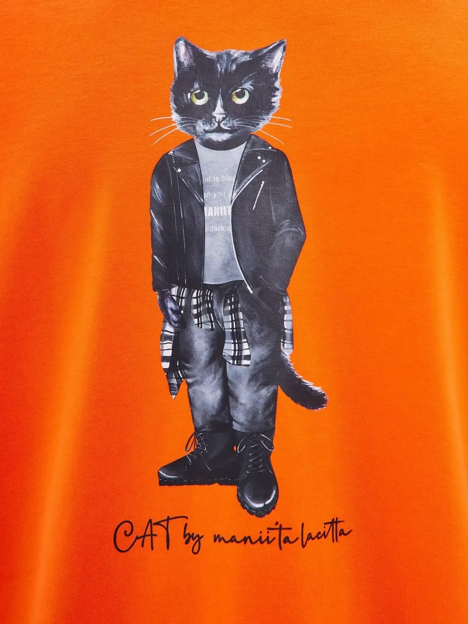 Orange T-shirt Rocker Cat | T-shirt For Cat Lovers | Cat e Lolette