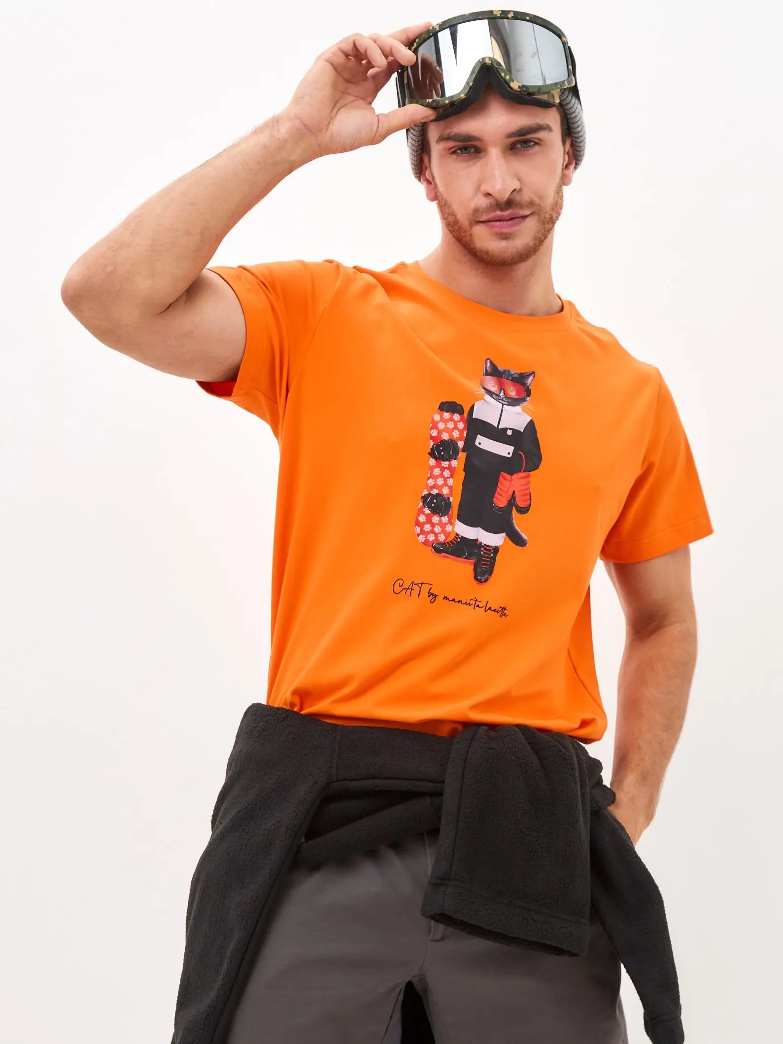 Orange T-shirt Snowboard Cat | T-shirt For Cat Lovers | Cat e Lolette