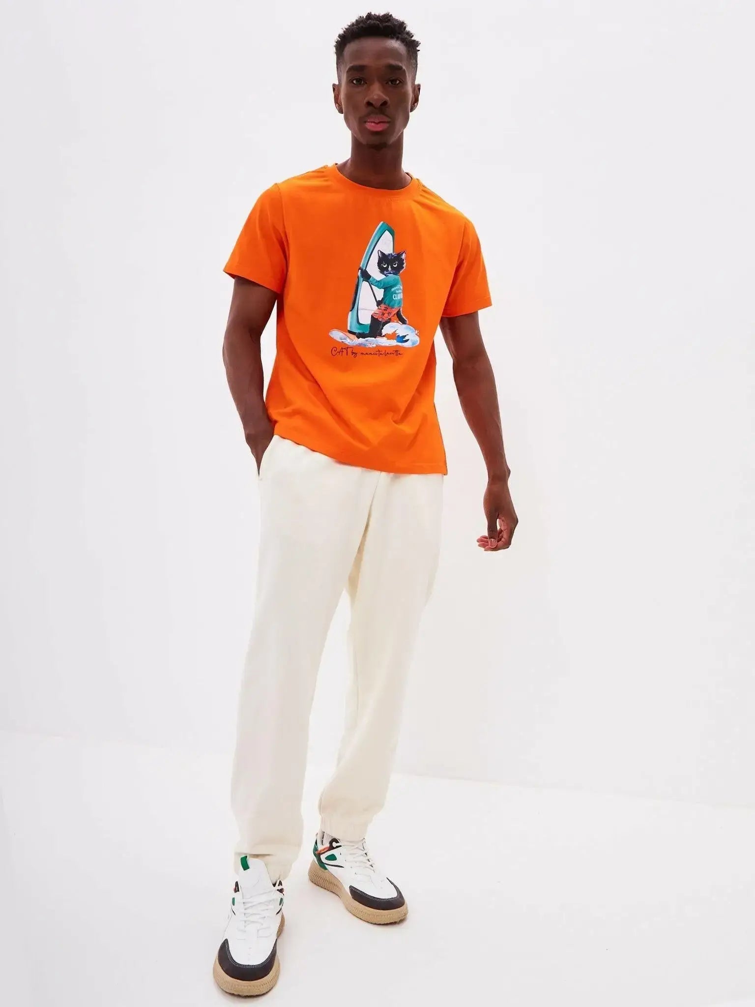 Orange T-shirt Surfer Cat | T-shirt For Cat Lovers | Cat e Lolette