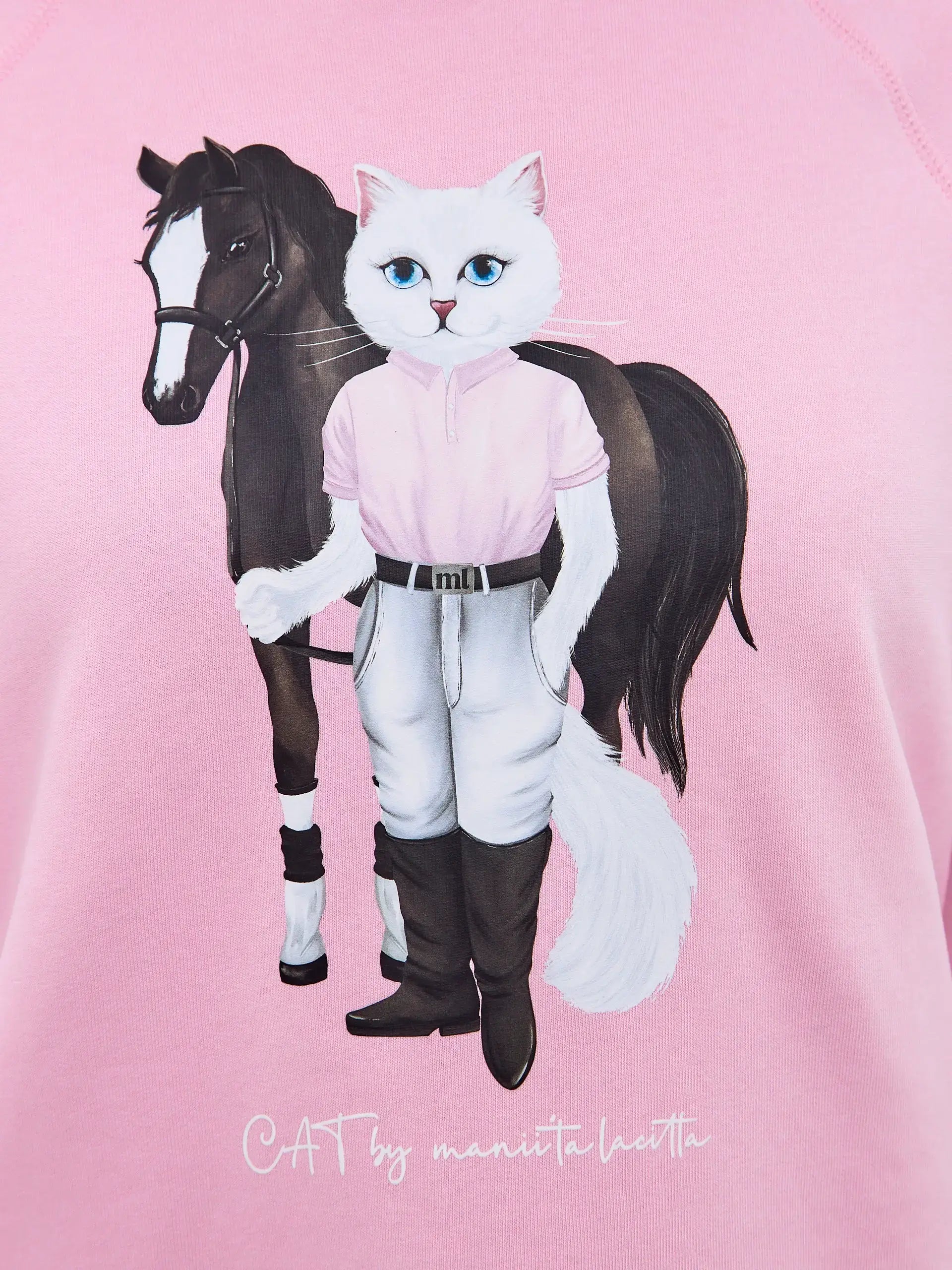 Pink Hoodie White Rider Cat | Hoodie & sweatshirt For Cat Lovers