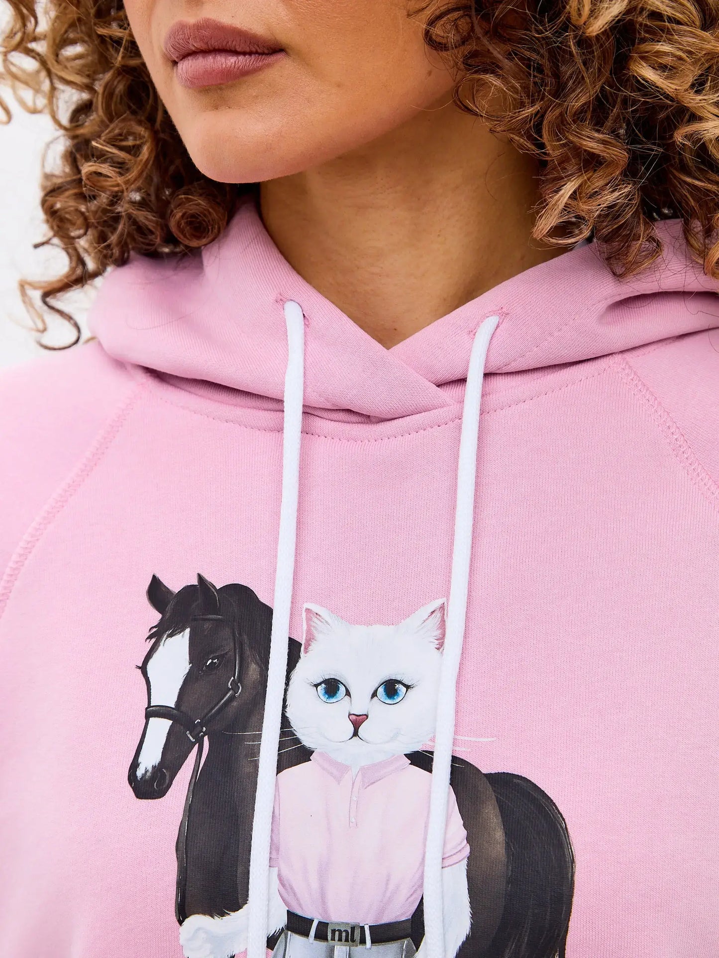 Pink Hoodie White Rider Cat | Hoodie & sweatshirt For Cat Lovers