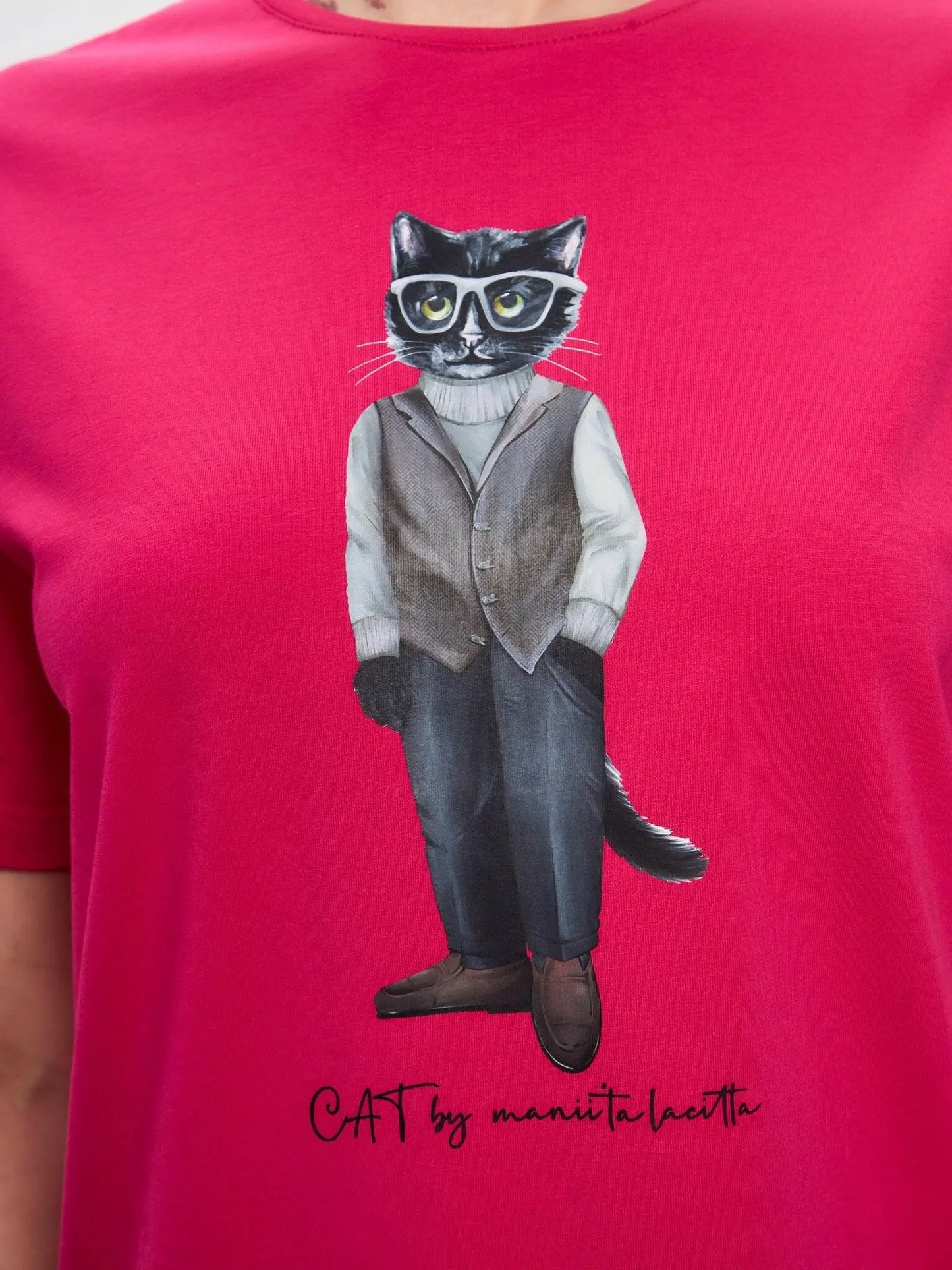 Pink Oversized T-shirt Minimalist Cat | T-shirt For Cat Lovers | Cat