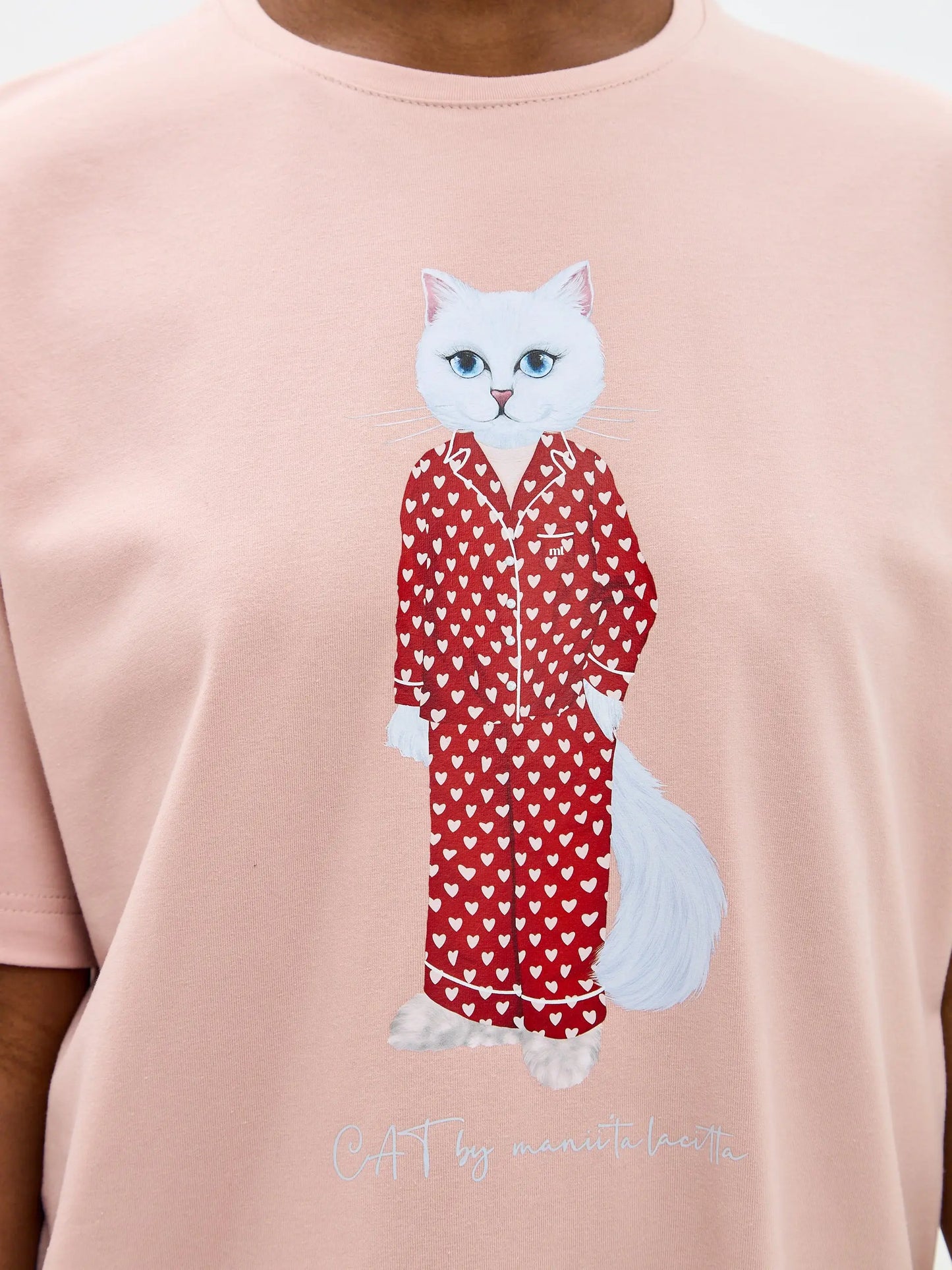 Pink Oversized T-shirt Pajamas Cat | Loungewear For Cat Lovers | Cat
