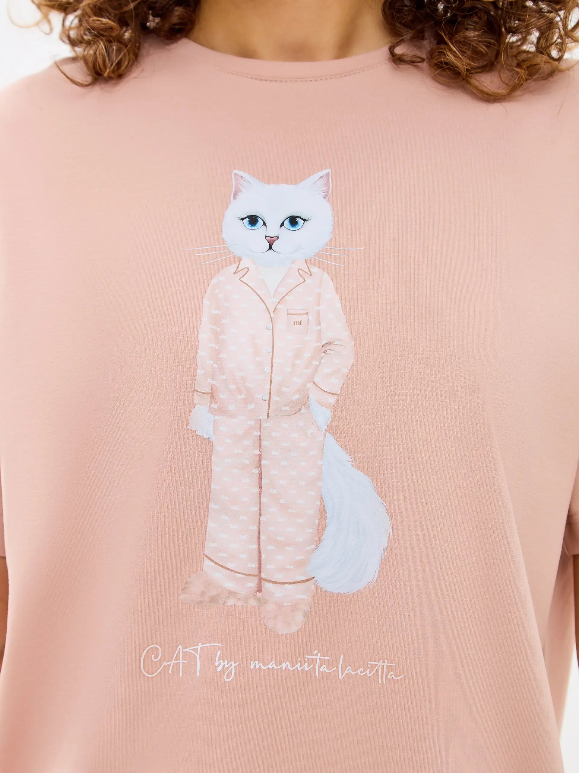 Pink Oversized T-shirt Pajamas Cat | Loungewear For Cat Lovers | Cat
